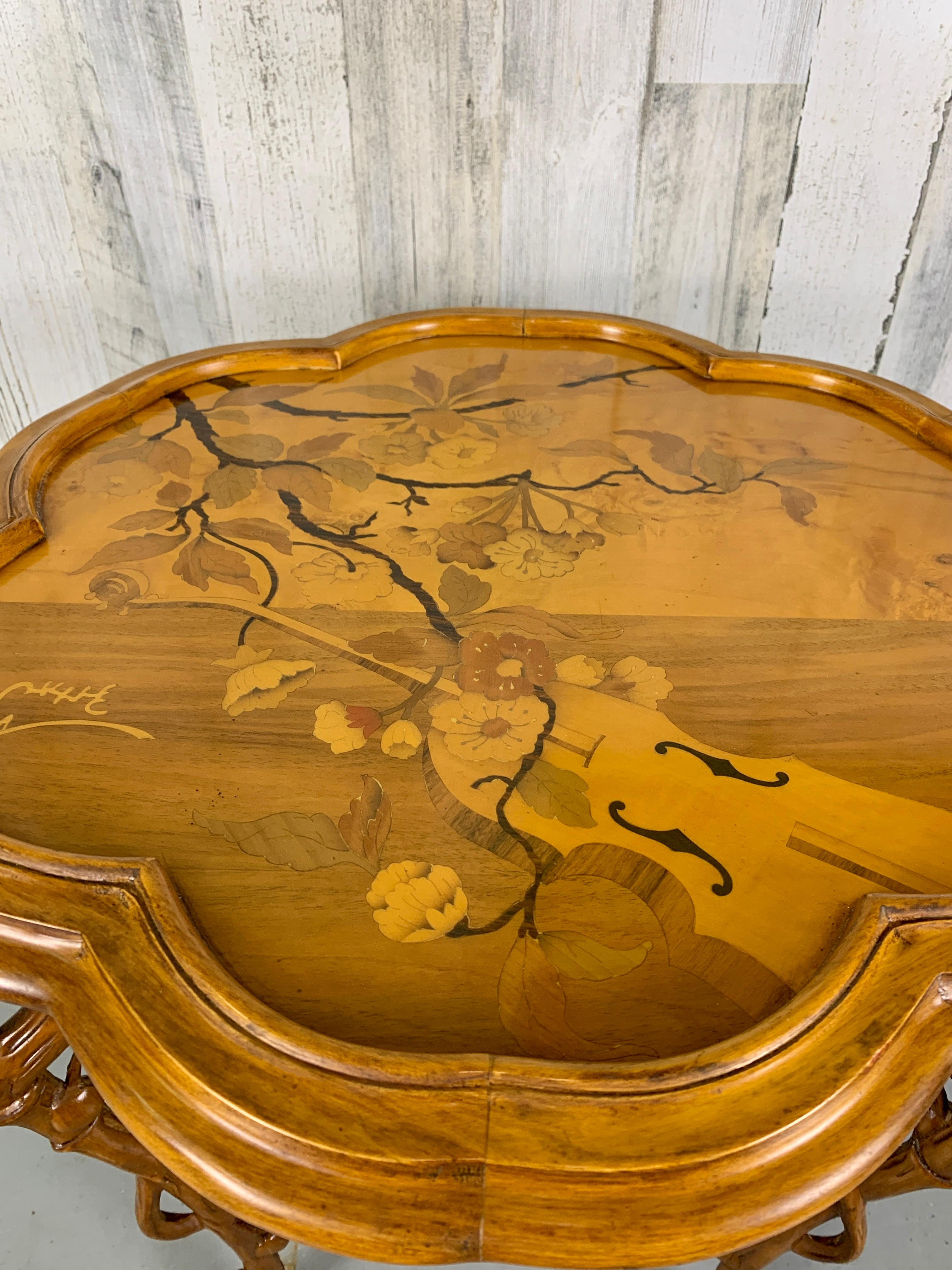 20th Century Art Nouveau Marquetry Corner Table For Sale