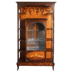 Art Nouveau Marquetry Inlaid Showcase, circa 1900