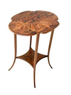 Art Nouveau Marquetry Side Table by Émile Gallé, Walnut, France, 1900s