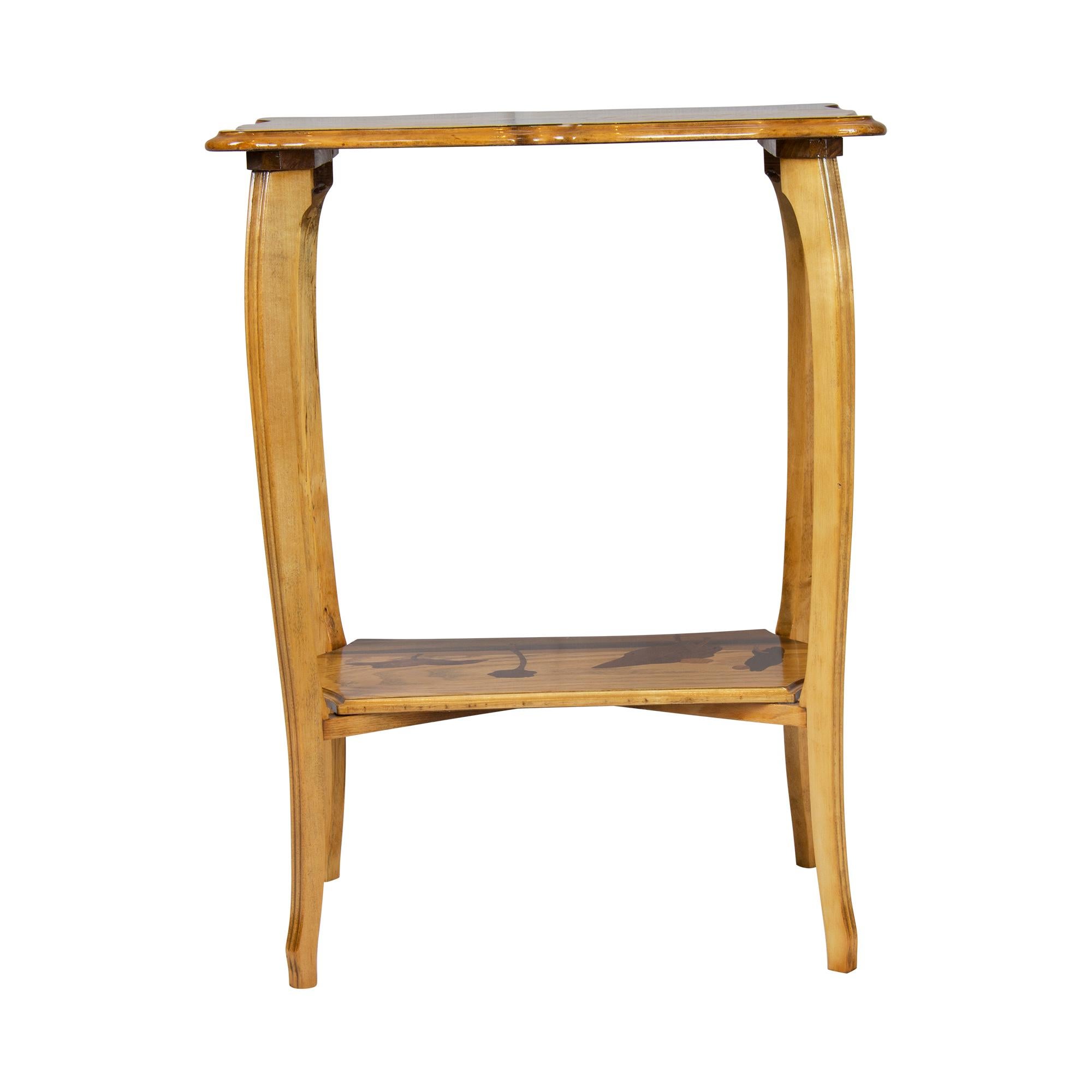 Birch Art Nouveau Marquetry Side Table