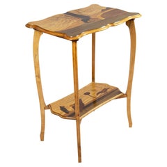 Antique Art Nouveau Marquetry Side Table