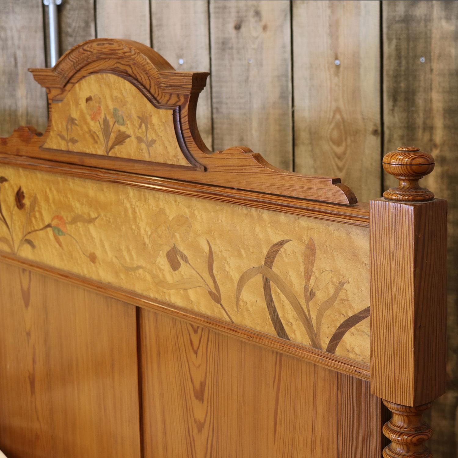 Pine Art Nouveau Matching Pair of Twin Single French Beds, WPS35