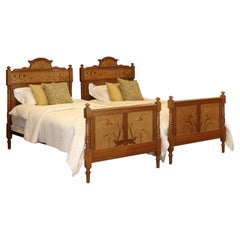 Art Nouveau Matching Pair of Twin Single French Beds, WPS35
