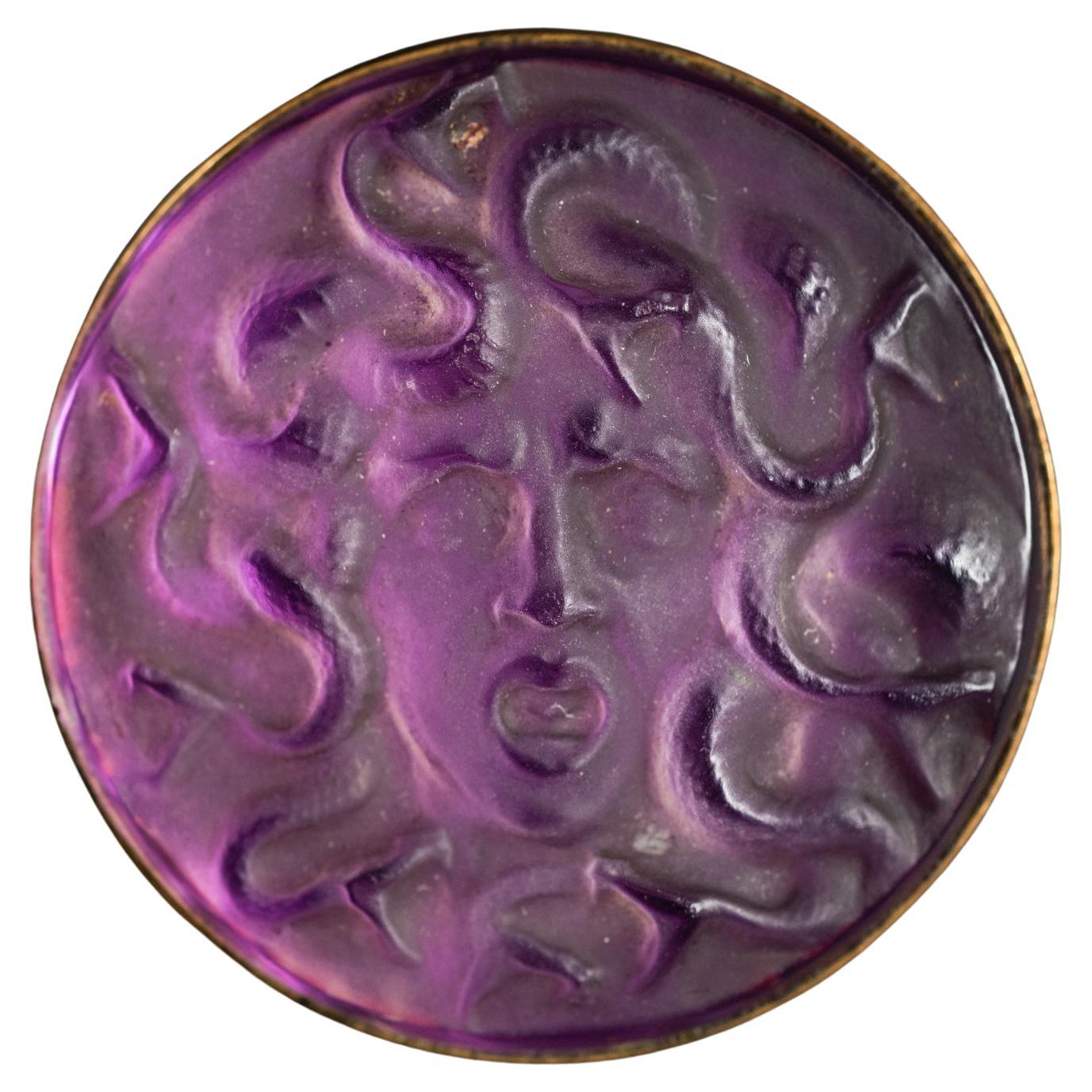 Art Nouveau Medusa Brooch by René Lalique - Glass & Brass
