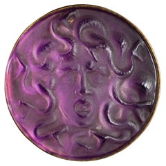 Art Nouveau Medusa Brooch by René Lalique - Glass & Brass