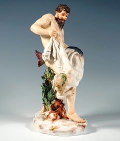 Art Nouveau Meissen Porcelain Group the Mermaid Catch by E. Herter Q195 Ca 1900