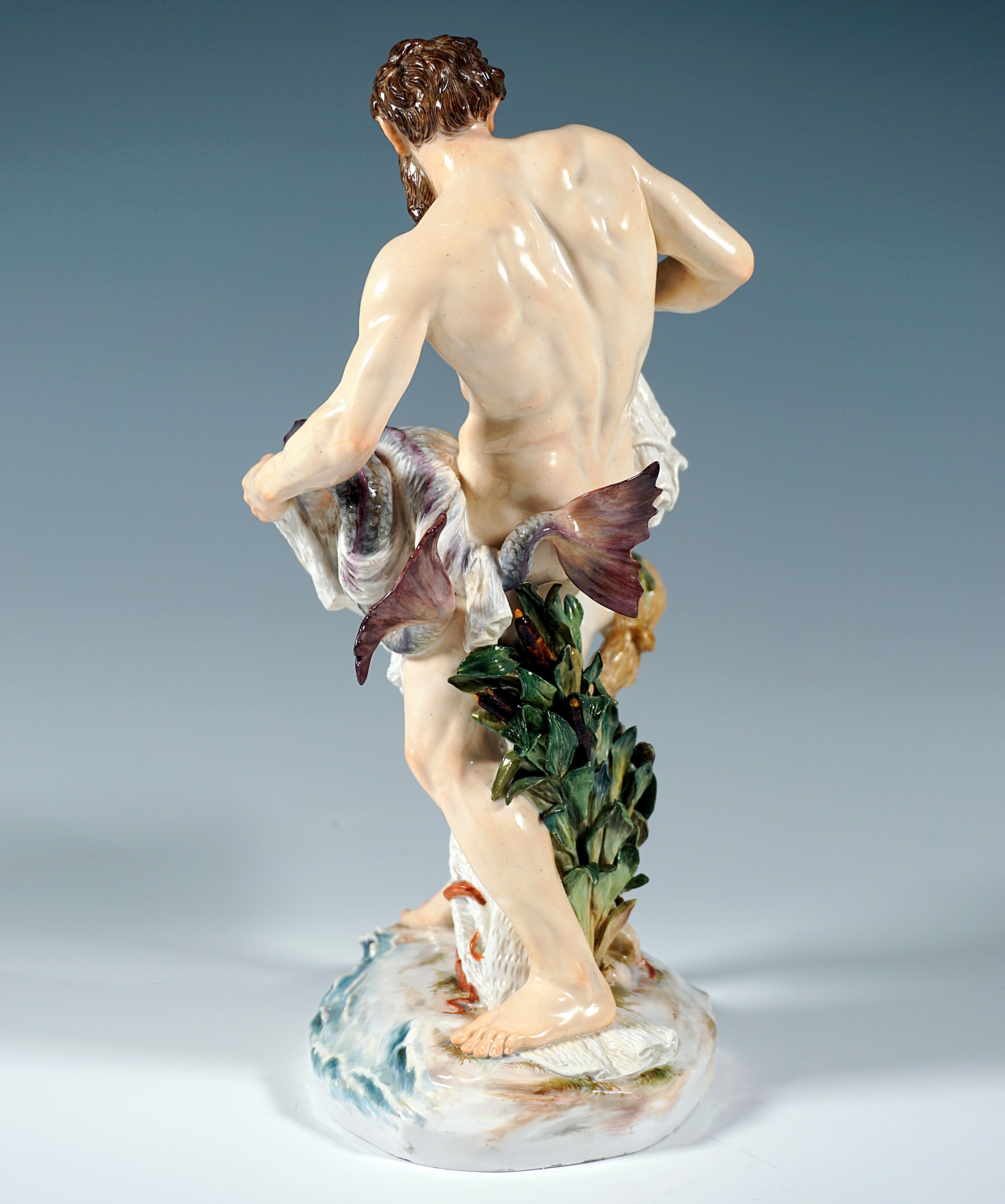 Hand-Crafted Art Nouveau Meissen Porcelain Group the Mermaid Catch by E. Herter Q195 Ca 1900