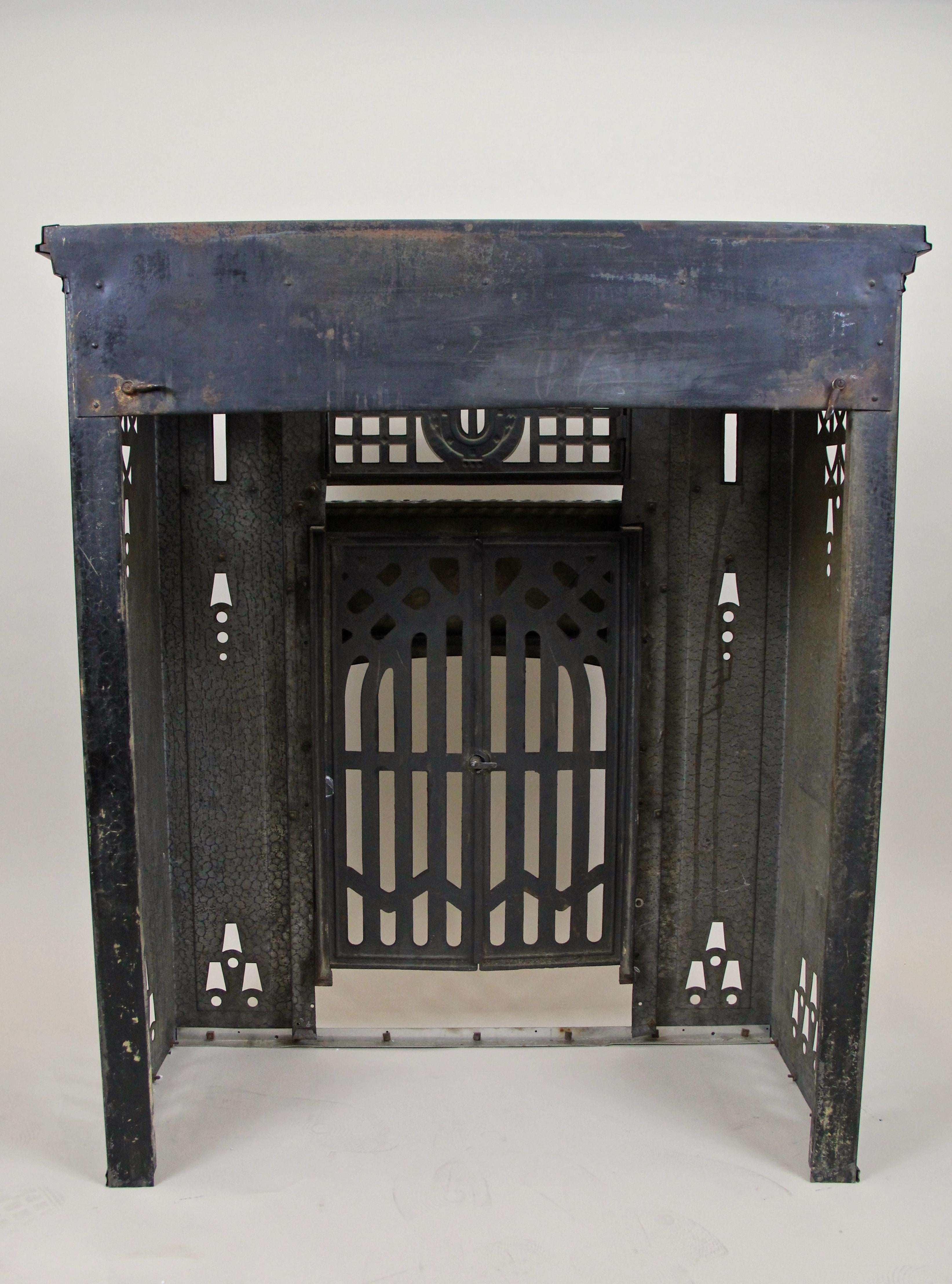 Art Nouveau Metal Fireplace Handcrafted Early 20th Century, Austria, circa 1900 13
