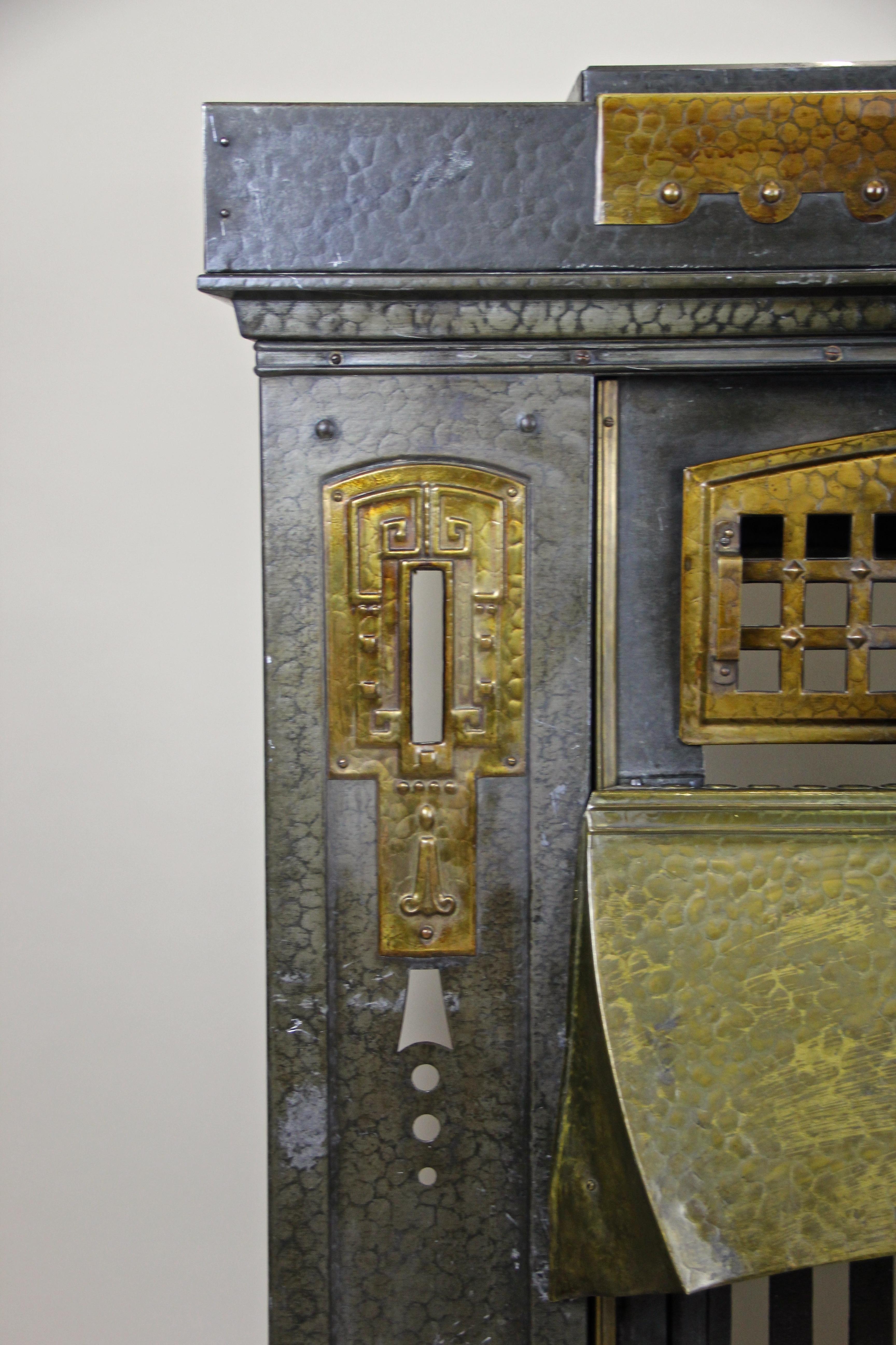 Cast Art Nouveau Metal Fireplace Handcrafted Early 20th Century, Austria, circa 1900