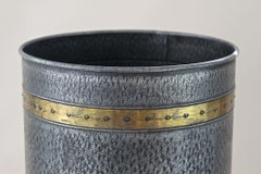 Art Nouveau Metall Umbrella Stand/ Floor Vase With Brass Rings, Austria ca. 1915