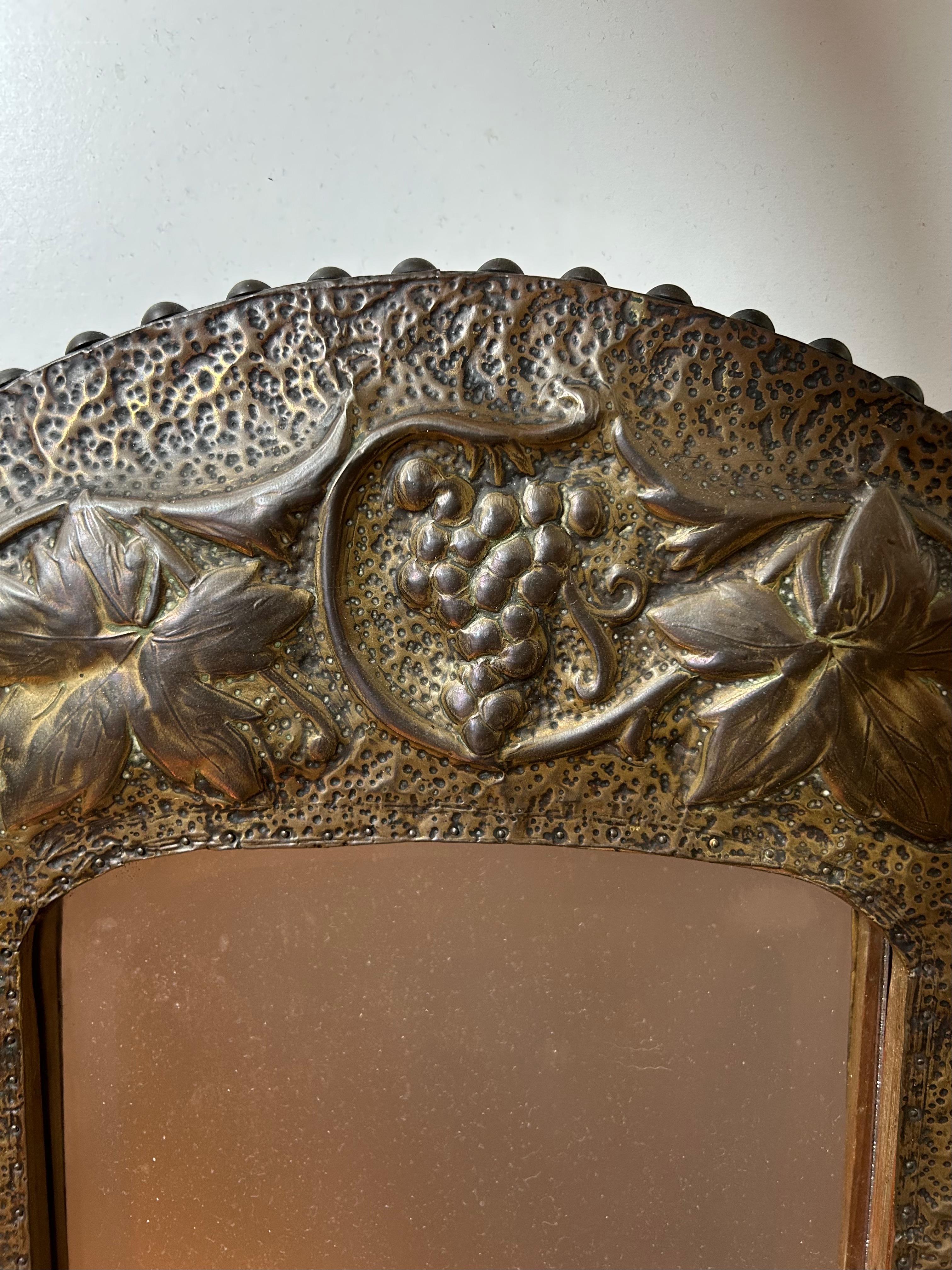 Copper Art Nouveau mirror circa 1900 For Sale
