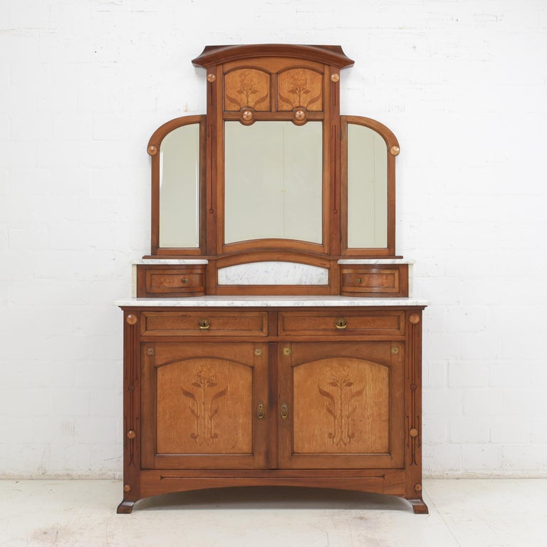 Art Nouveau Mirror Dresser in Mahogany, 1920 For Sale at 1stDibs