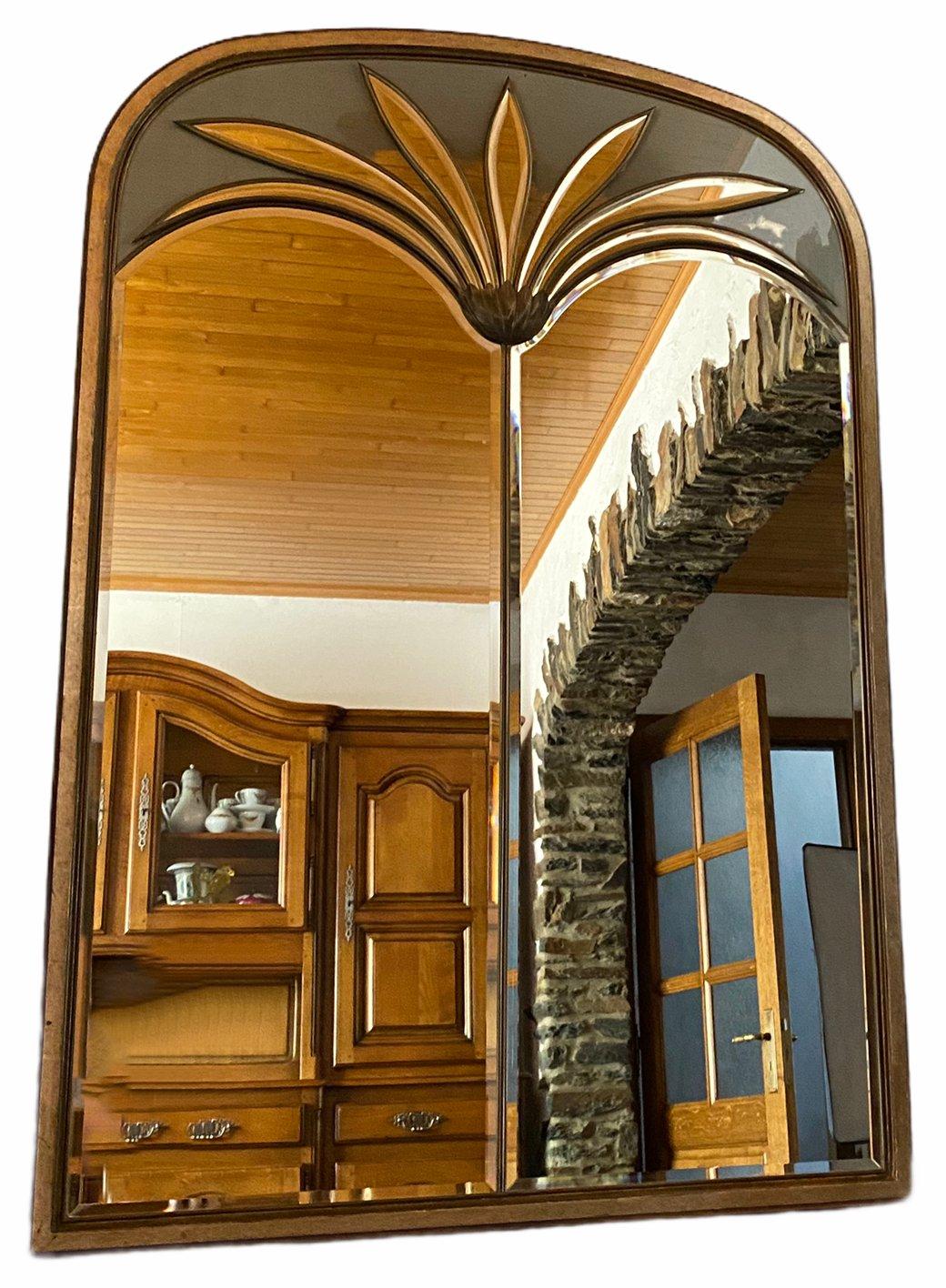 Art Nouveau style Mirror  Large Wall Mirror  Mirror in the Wooden and Brass Frame  Brass Wall Mirorr with Decor  French Vintage Mirror  1950’s


Art Nouveau Style Wall Mirror.
French Mirror with Palm Tree Decor will be great element in the room