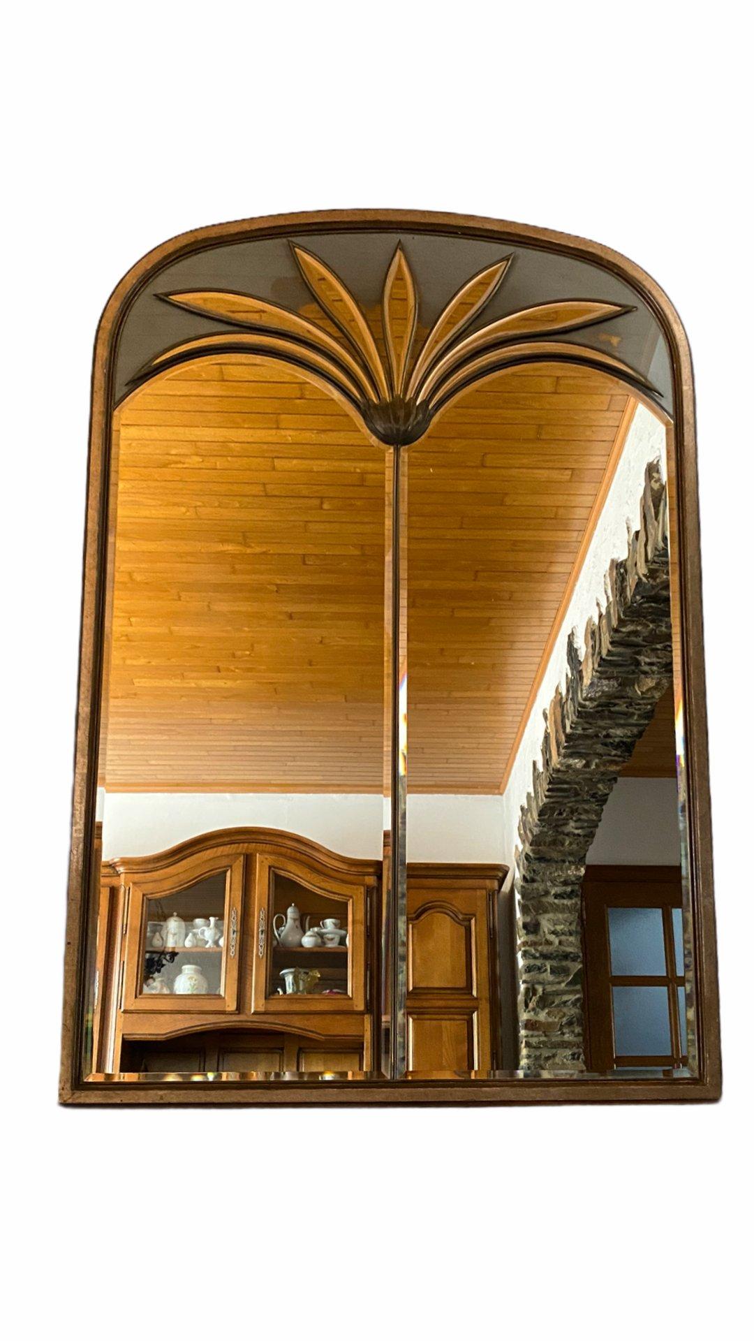 Mid-Century Modern Art Nouveau style Wooden Frame Mirror, 1950s