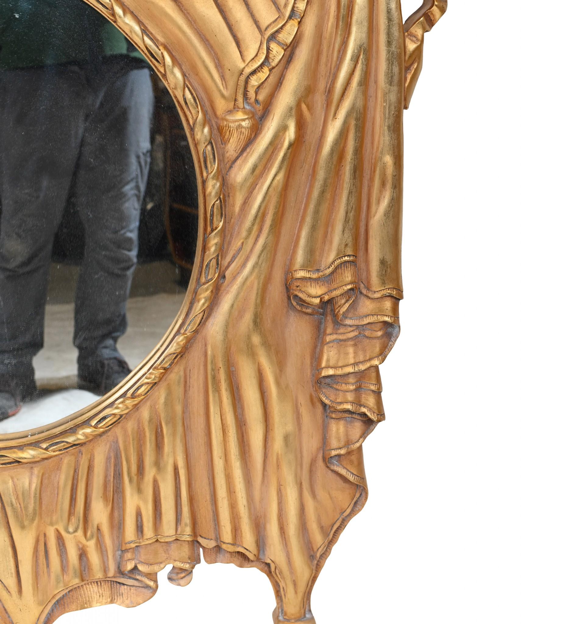 Fine XX secolo Specchio Art Nouveau Specchio da parete dorato in vendita