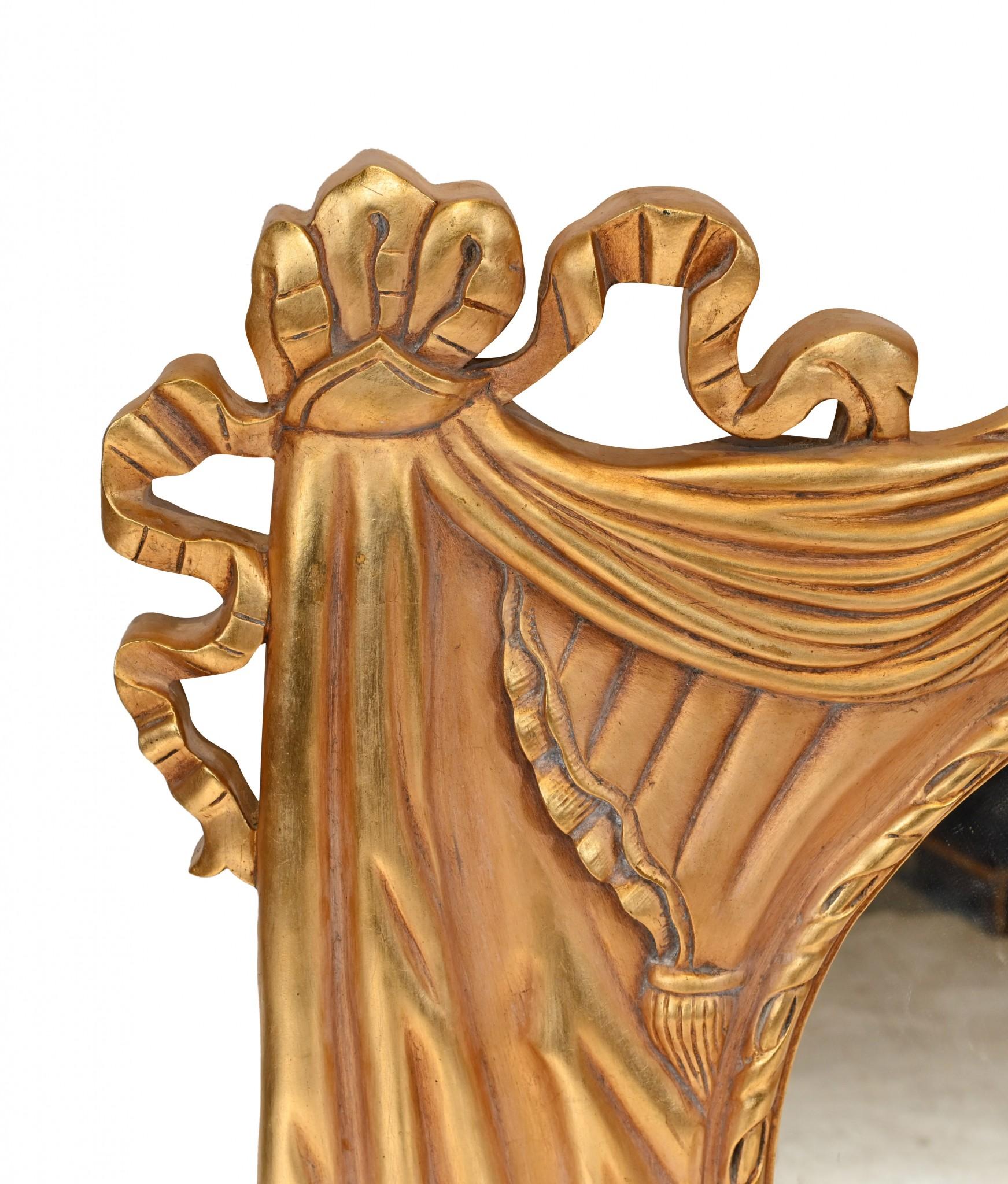 Specchio Art Nouveau Specchio da parete dorato in vendita 4