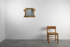 Miroir Art Nouveau en laiton et incrustation de verre, signé A.H. Villaket, France