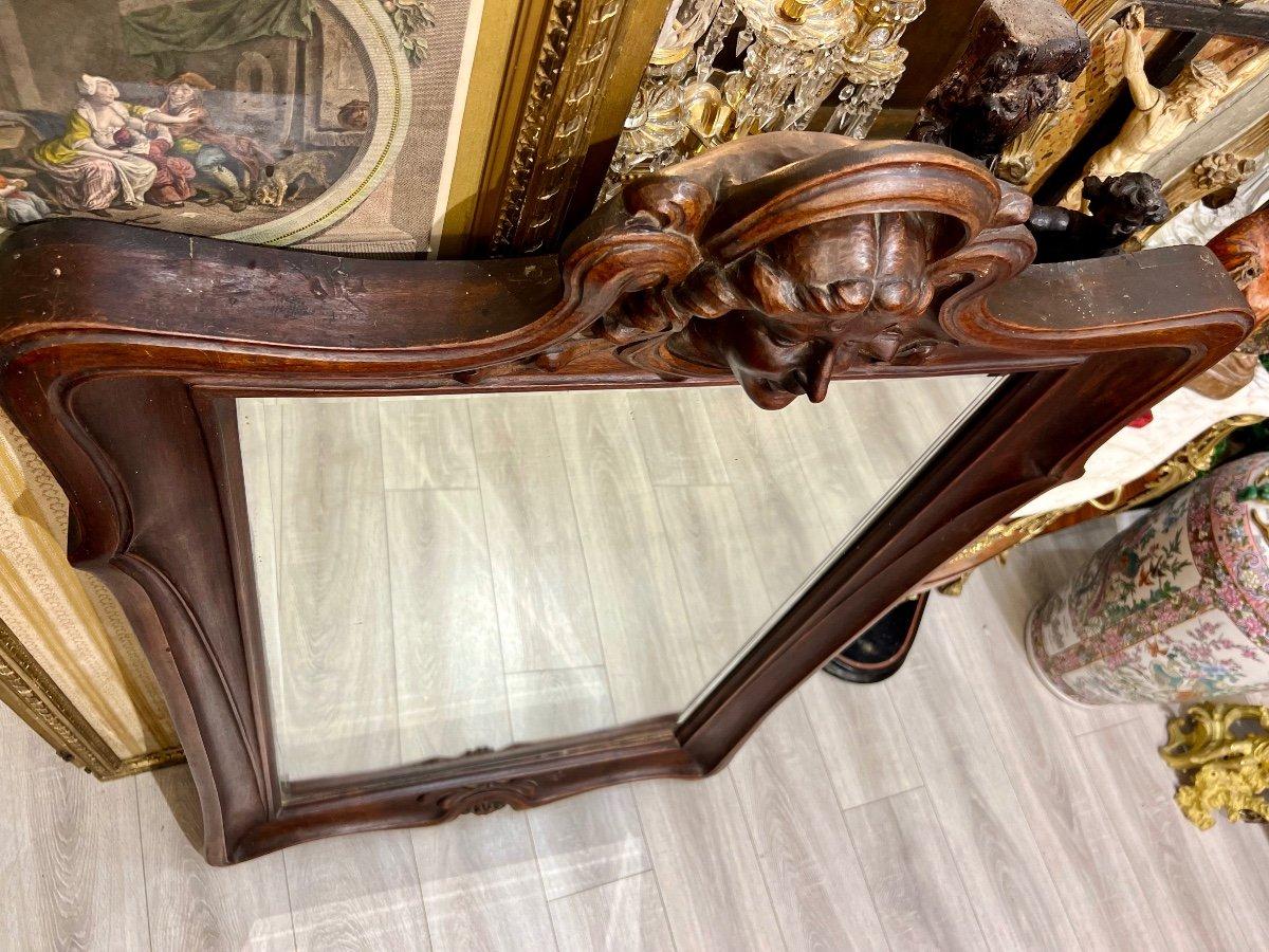Art Nouveau Mirror in Solid Mahogany, in the Style of Eugene Vallin For Sale 1
