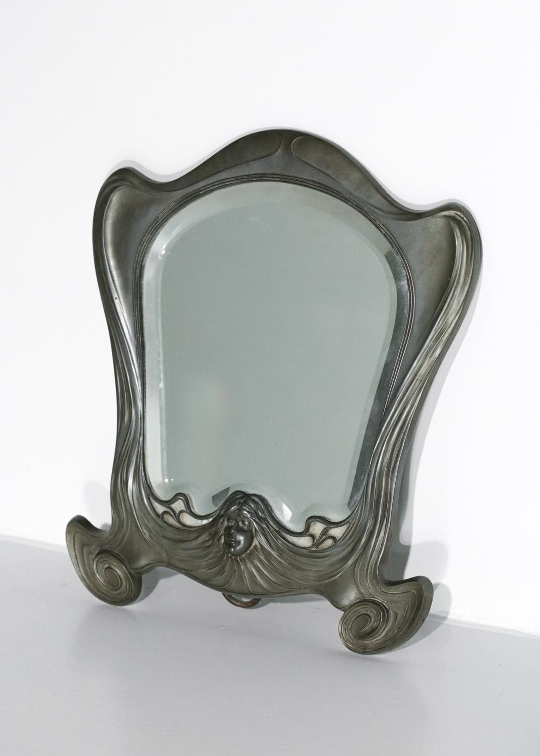 Art nouveau mirror Orivit Jugendstil 1920 Metallwarenfabrik Germany - G883 For Sale 3