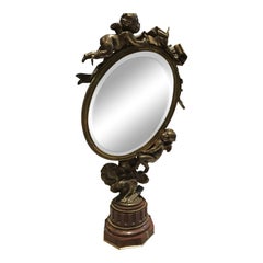 Jugendstil Spiegel mit Bronze Putten Putten