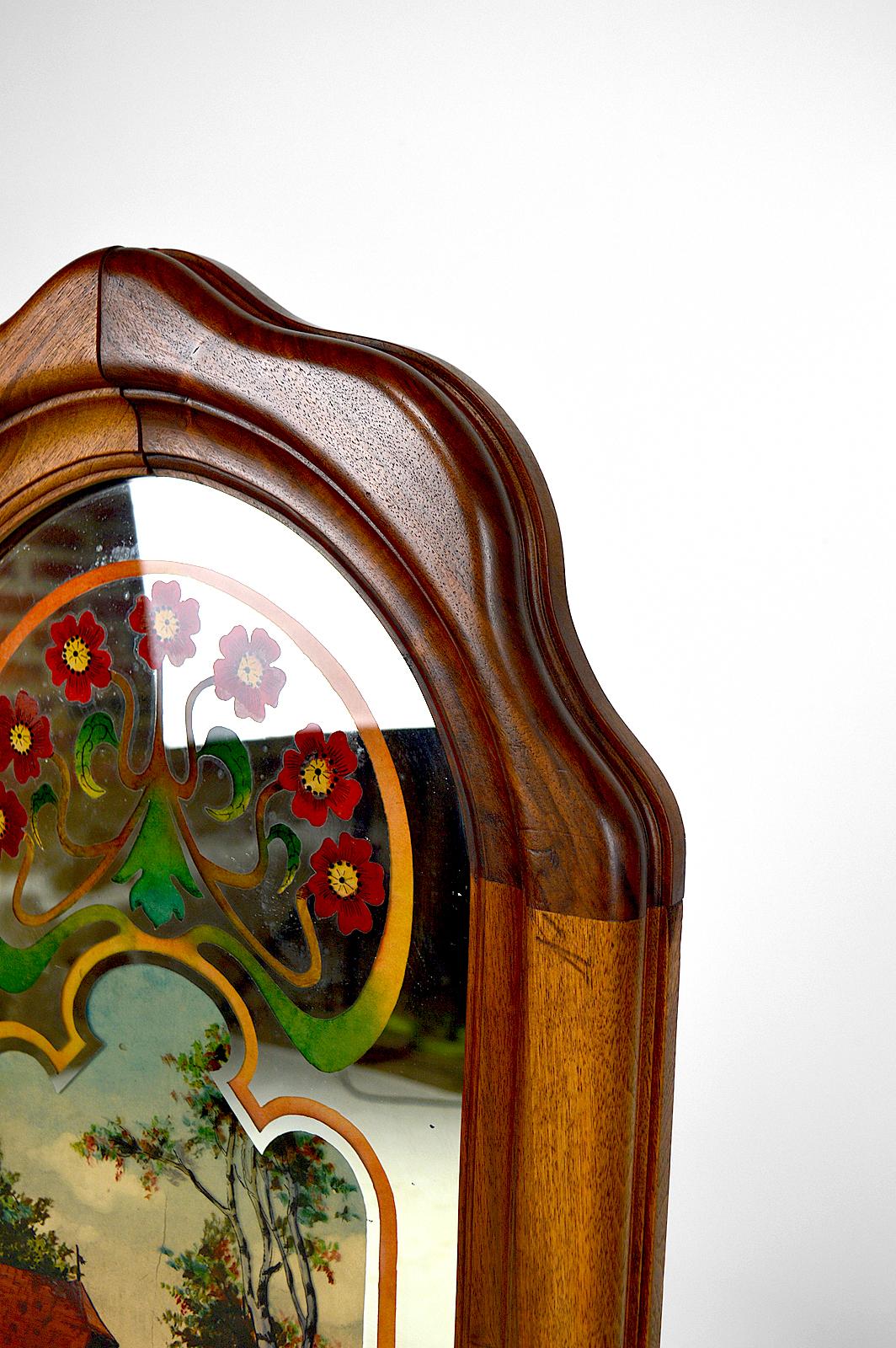 Art Nouveau Mirror with Bucolic Painted Scene, France, circa 1900 For Sale 9