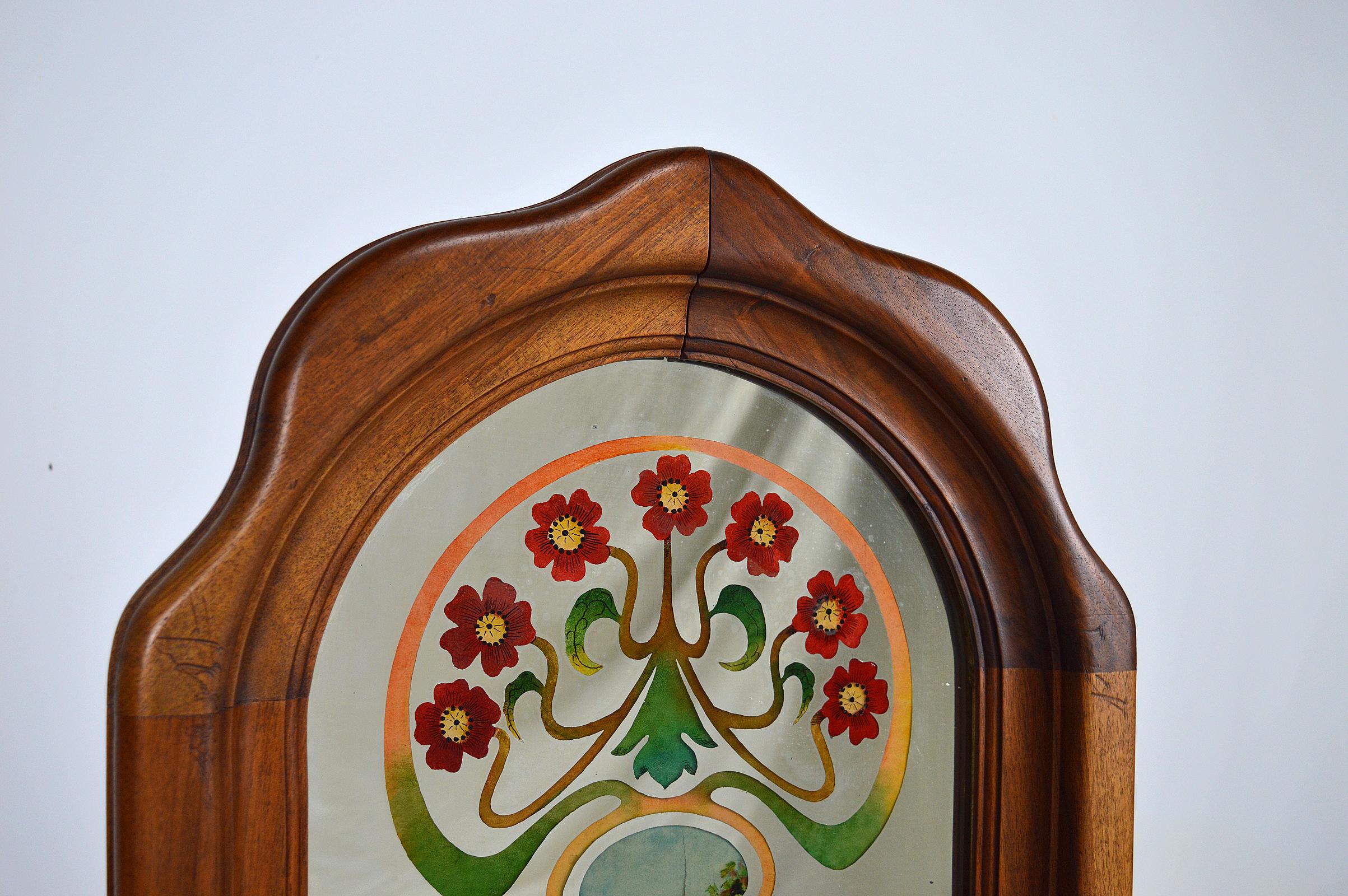 Art Nouveau Mirror with Bucolic Painted Scene, France, circa 1900 For Sale 3
