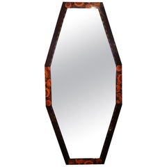 Art Nouveau Mirror with Floral Marquetry Inlays