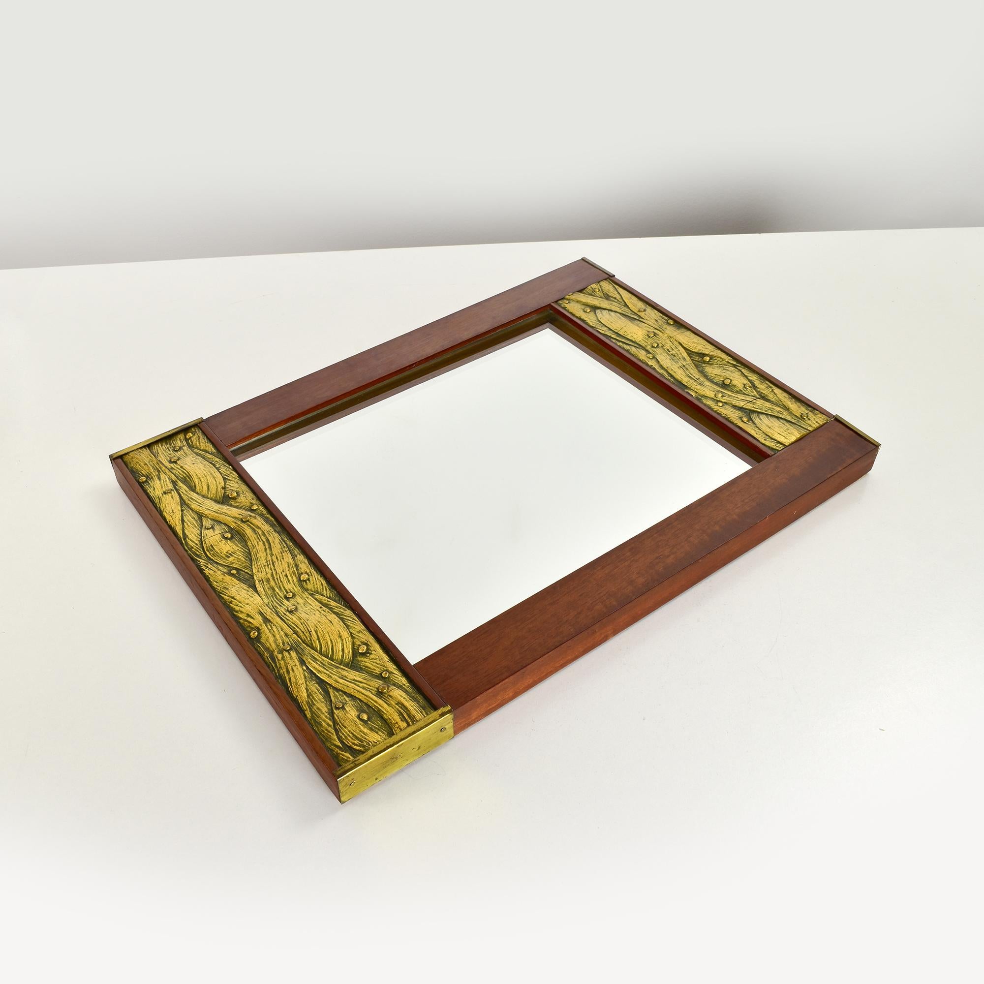 Jugendstil-Spiegel mit vergoldetem Stuck und Holzrahmen, ca. 1900 (Arts and Crafts) im Angebot