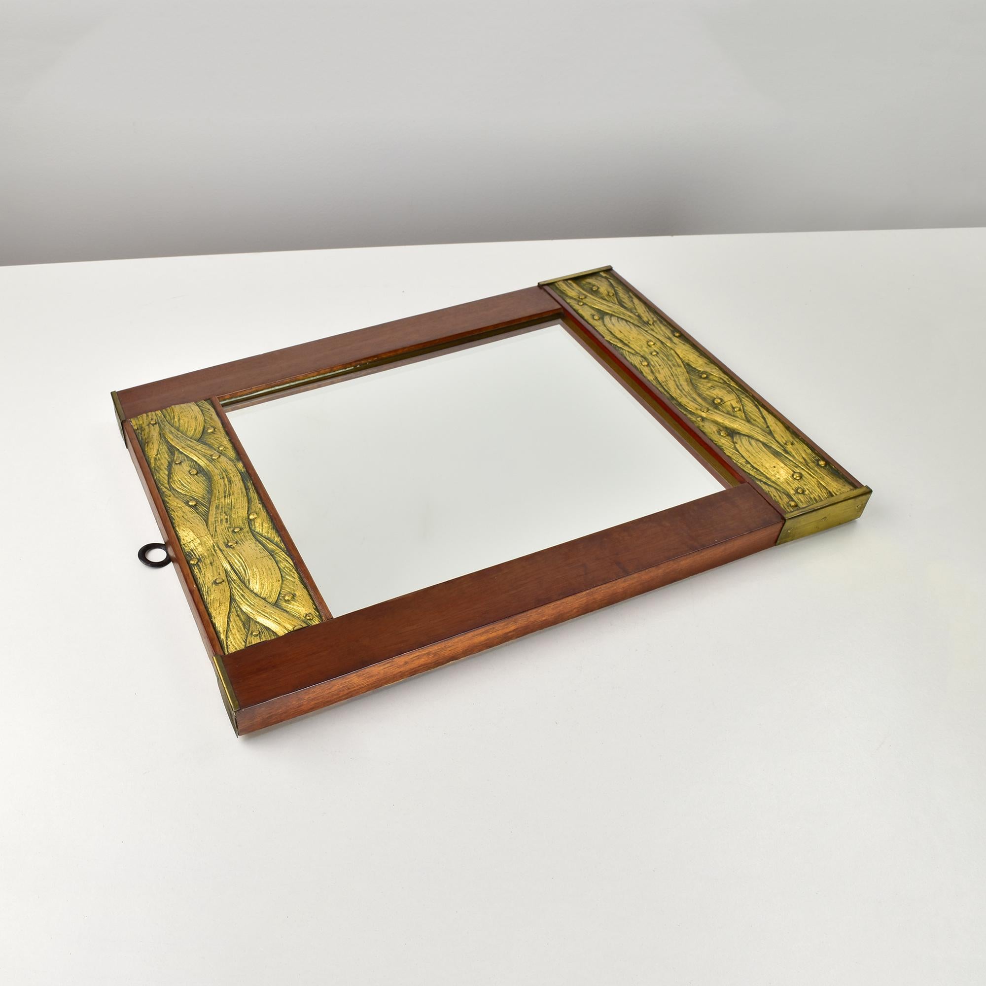 Jugendstil-Spiegel mit vergoldetem Stuck und Holzrahmen, ca. 1900 (Handgefertigt) im Angebot