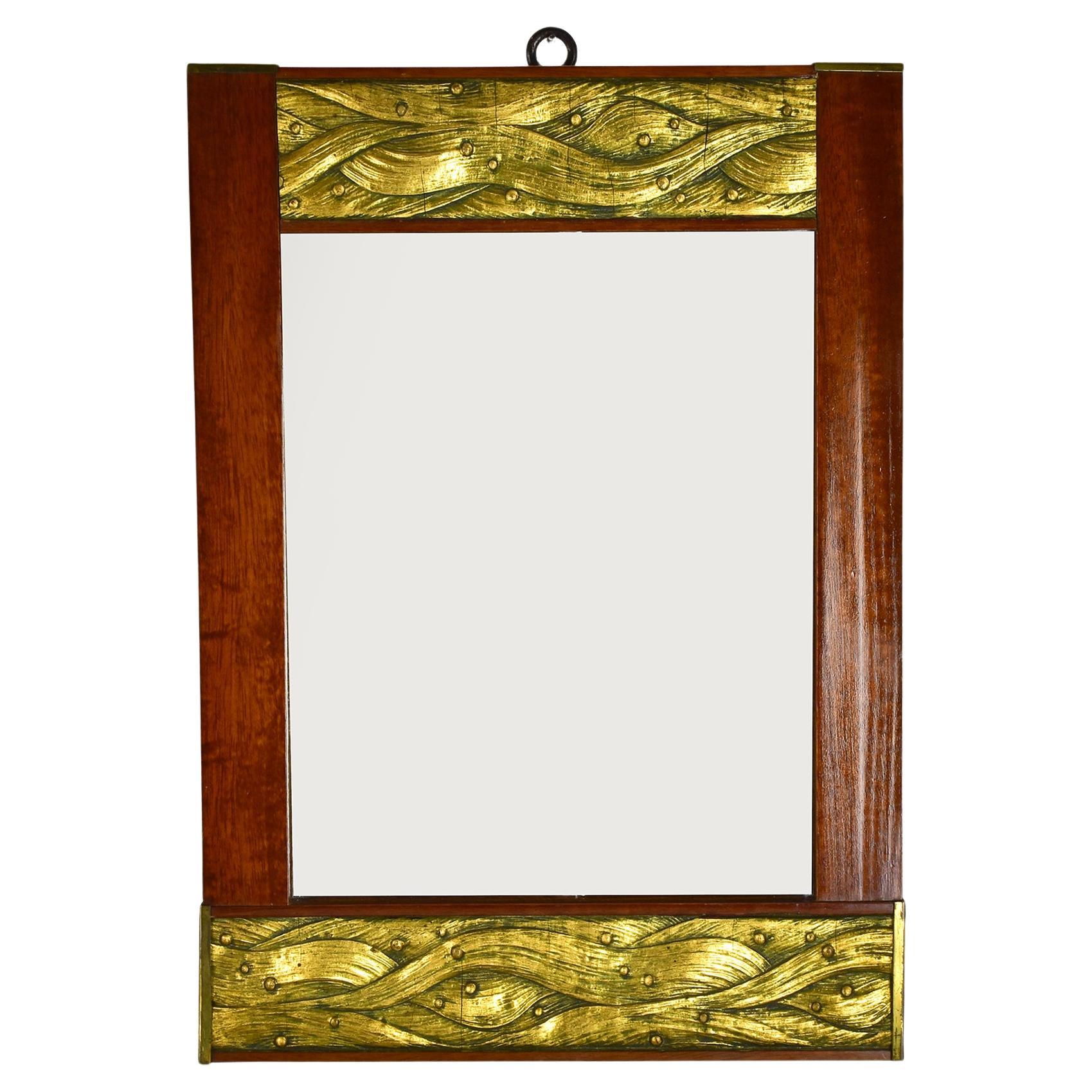 Jugendstil-Spiegel mit vergoldetem Stuck und Holzrahmen, ca. 1900 im Angebot