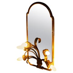 Art Nouveau Mirrored Glass Wall Light from Restaurant in Paris