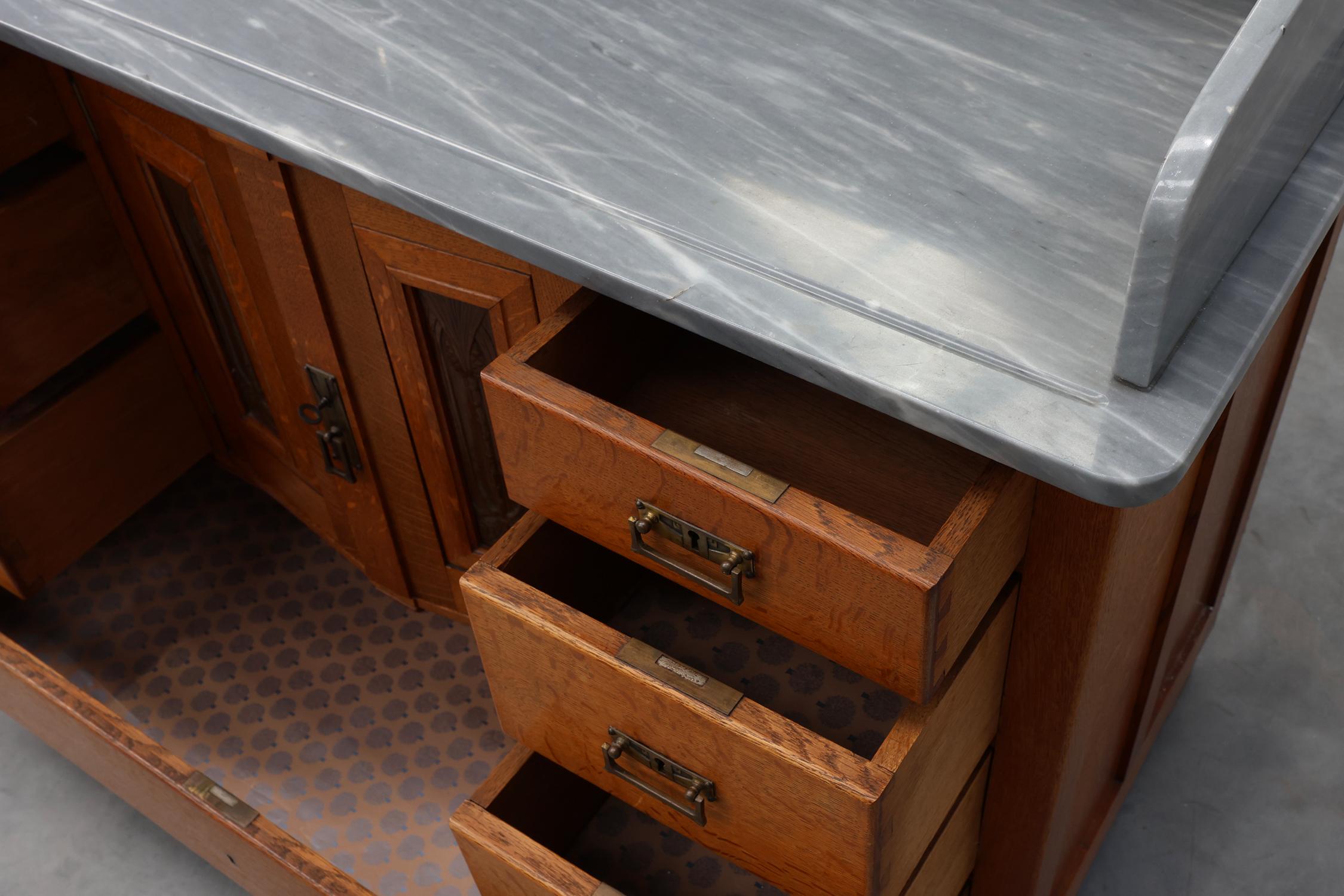 Art Nouveau mirrored sideboard attr. to De Coene with artwork by Geo Verbanck For Sale 5