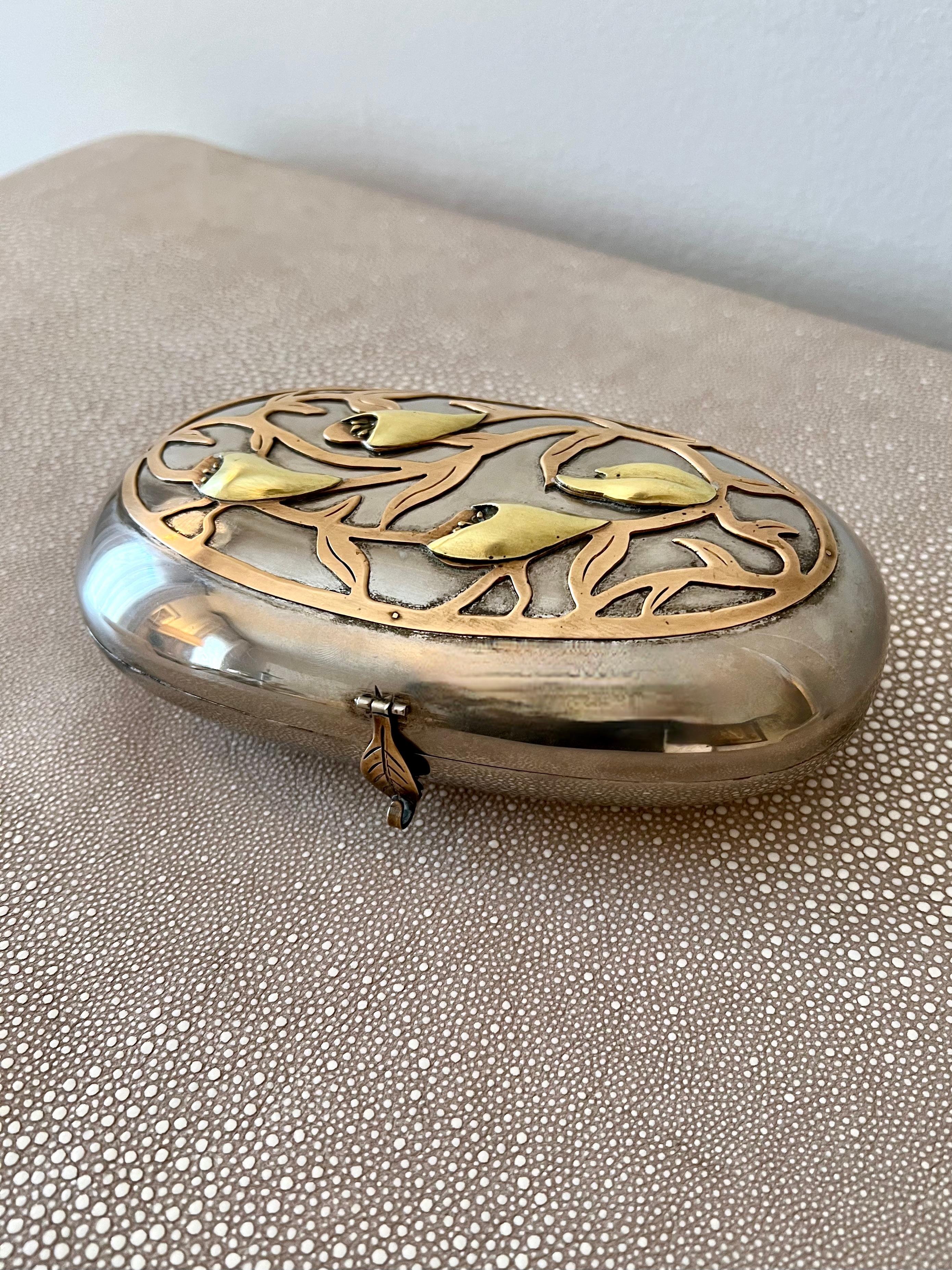 20th Century Art Nouveau Mixed Metal Detail Decorative Box