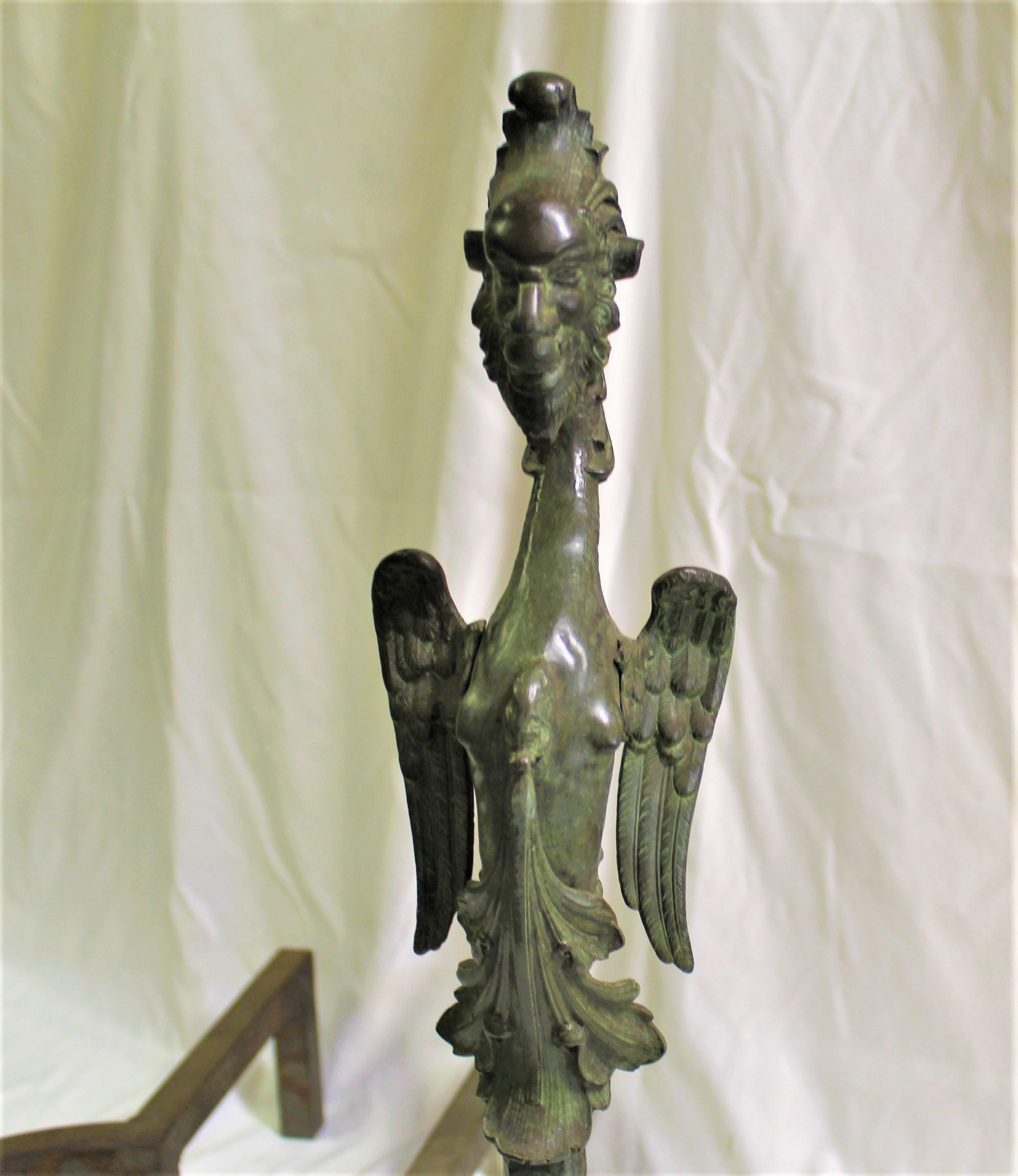 American Art Nouveau/Modern Andirons , Gargoyles , Bronze For Sale