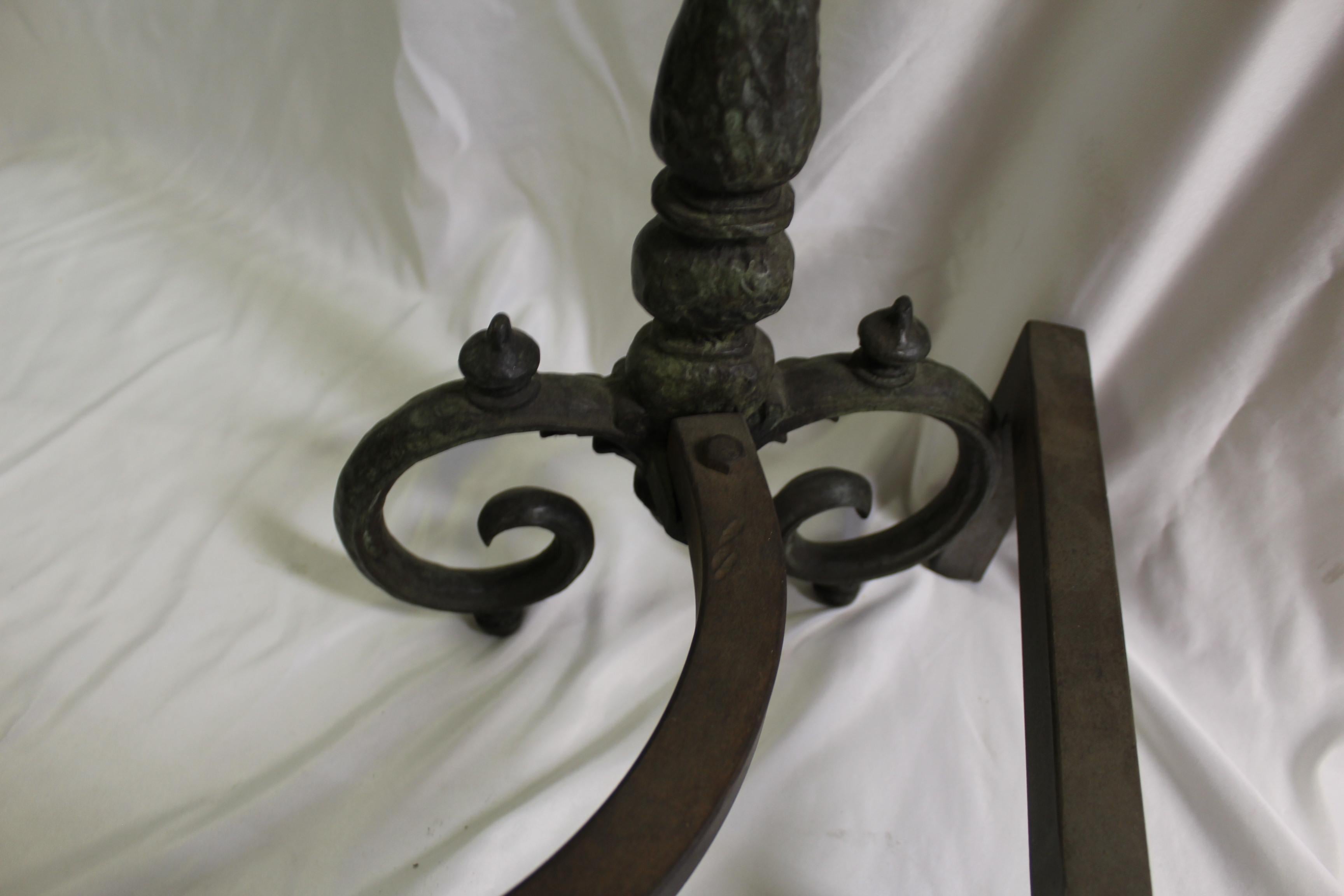 Art Nouveau/Modern Andirons , Gargoyles , Bronze For Sale 2