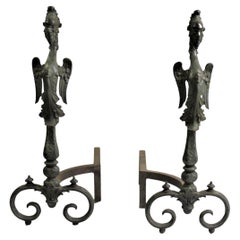 Art Nouveau/Modern Andirons , Gargoyles , Bronze