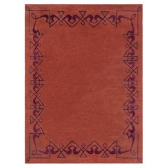 Art Nouveau Modern Brick Red Silk Rug Masterpiece "Vermilion"