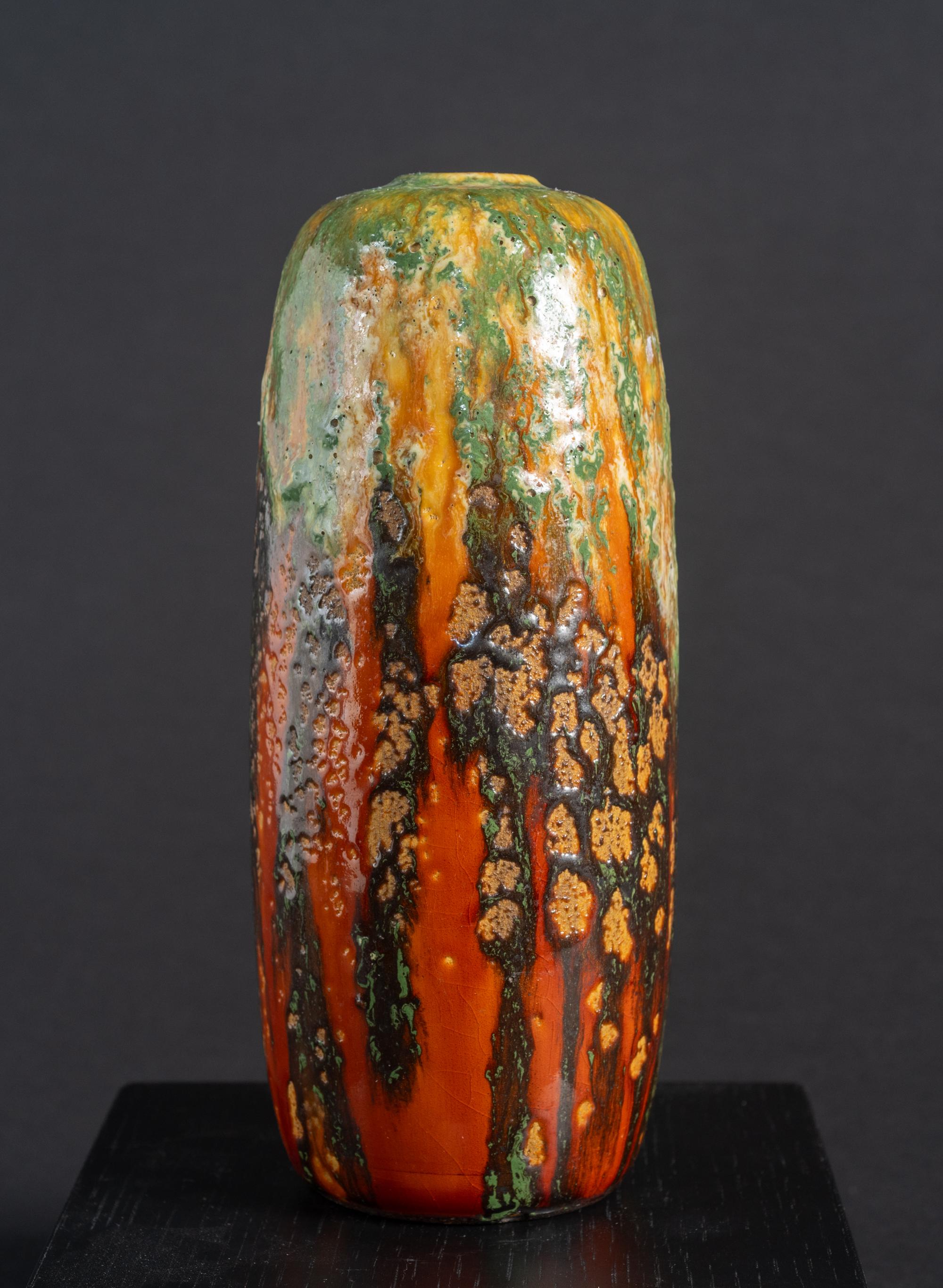 Glazed Art Nouveau Molten Glaze Vase by Raoul Lachenal For Sale