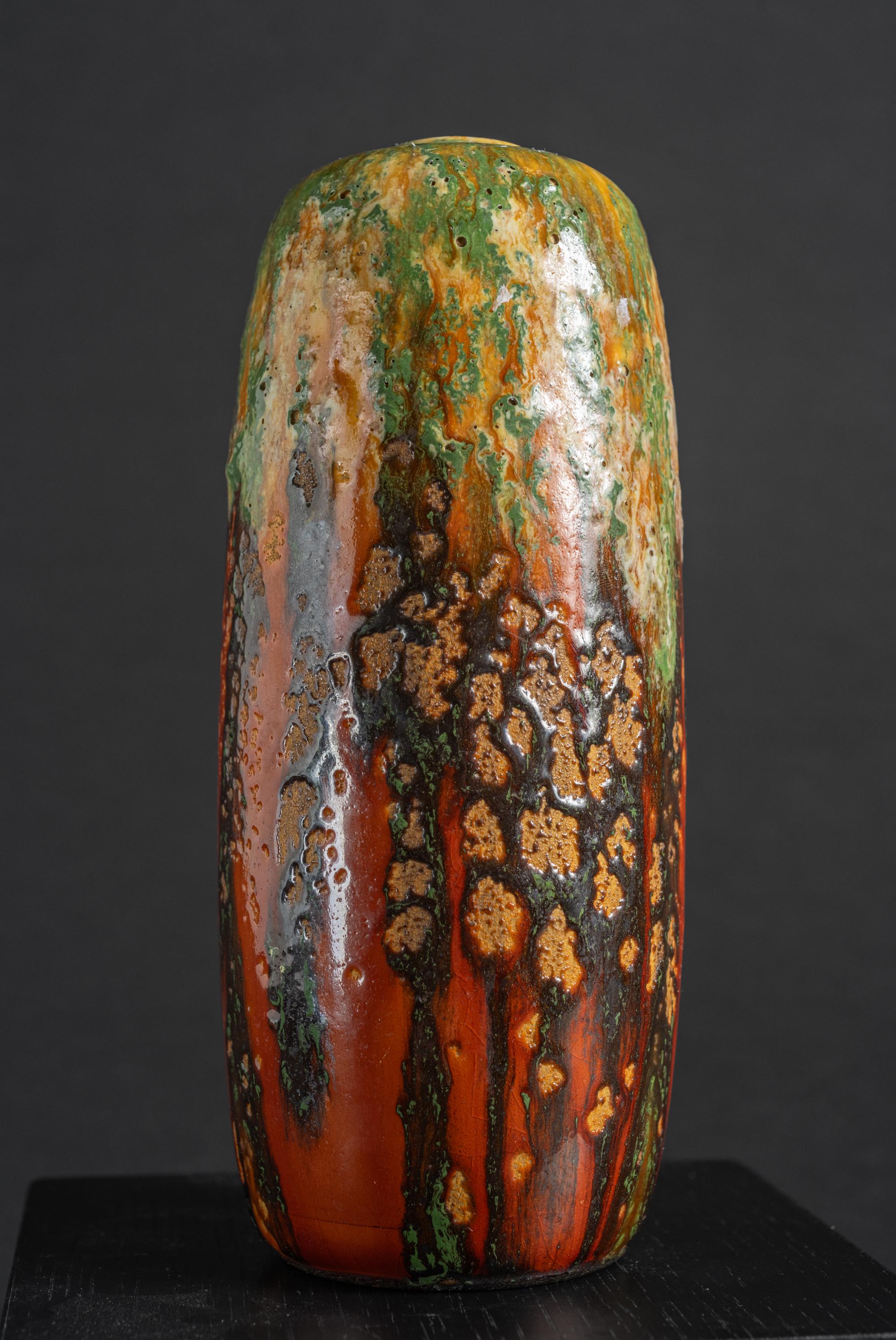 Stoneware Art Nouveau Molten Glaze Vase by Raoul Lachenal For Sale
