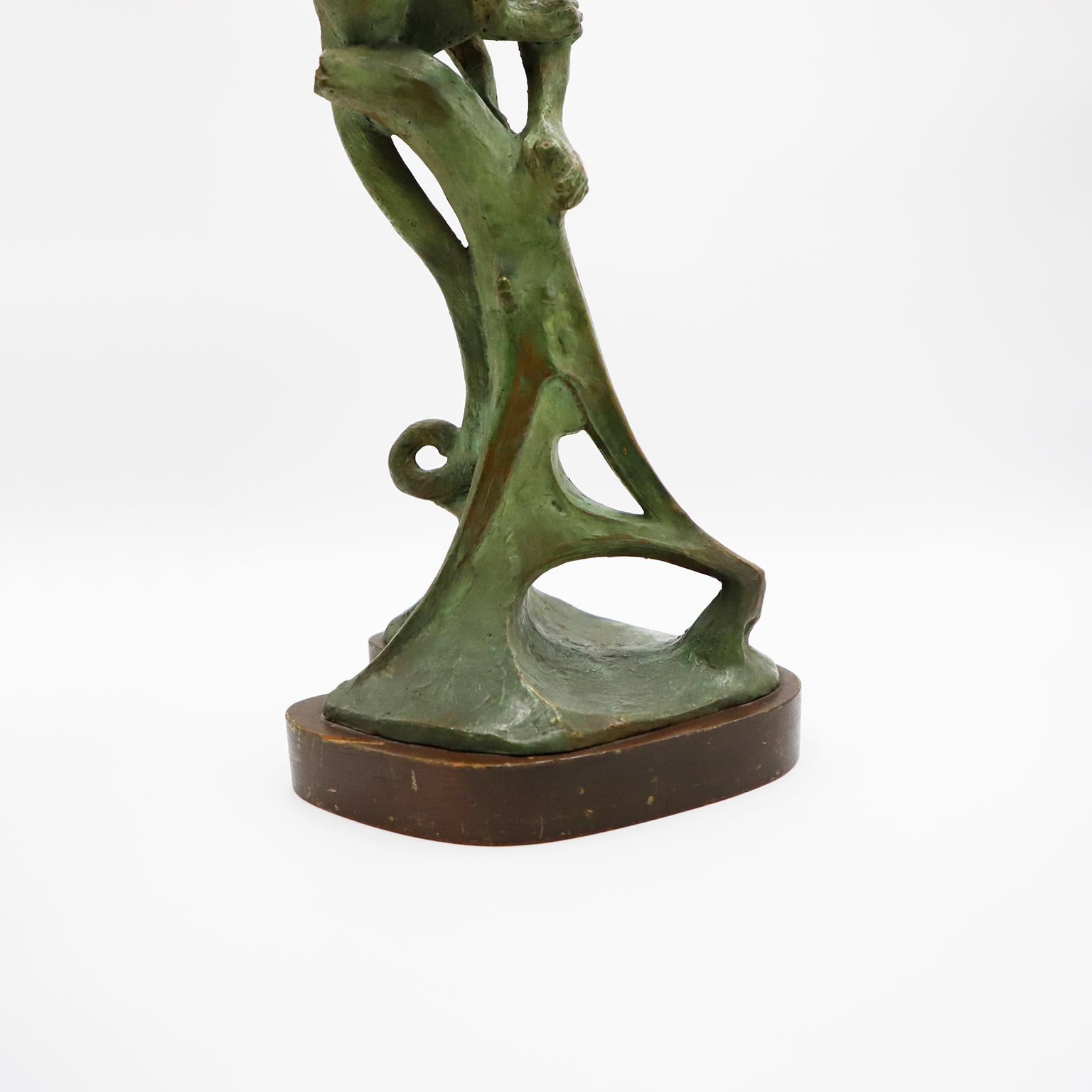 Art nouveau Sculpture de singe Art Nouveau en laiton massif signée LIF en vente