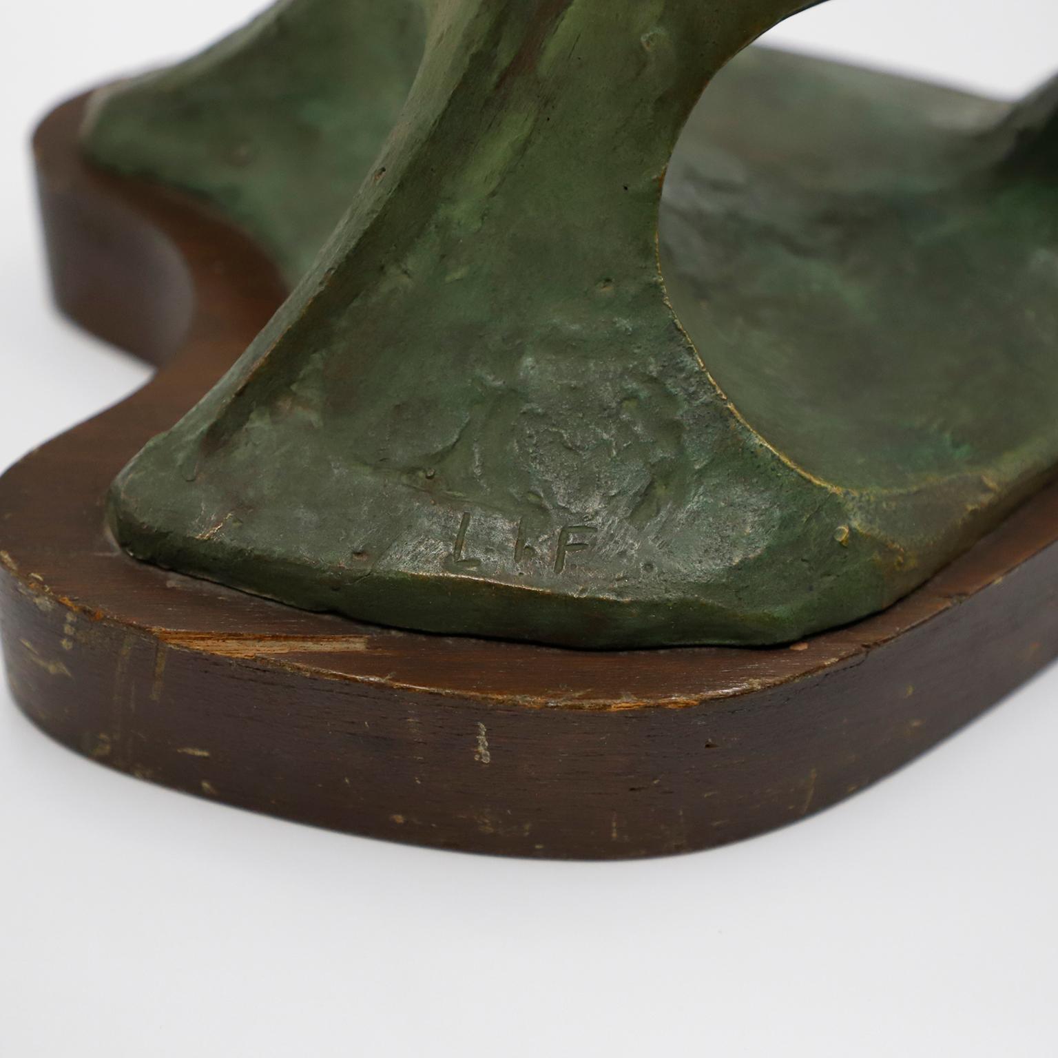 Fin du 20e siècle Sculpture de singe Art Nouveau en laiton massif signée LIF en vente