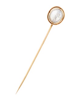 Art Nouveau Moonstone 14 Karat Gold Cherub Intaglio Stickpin