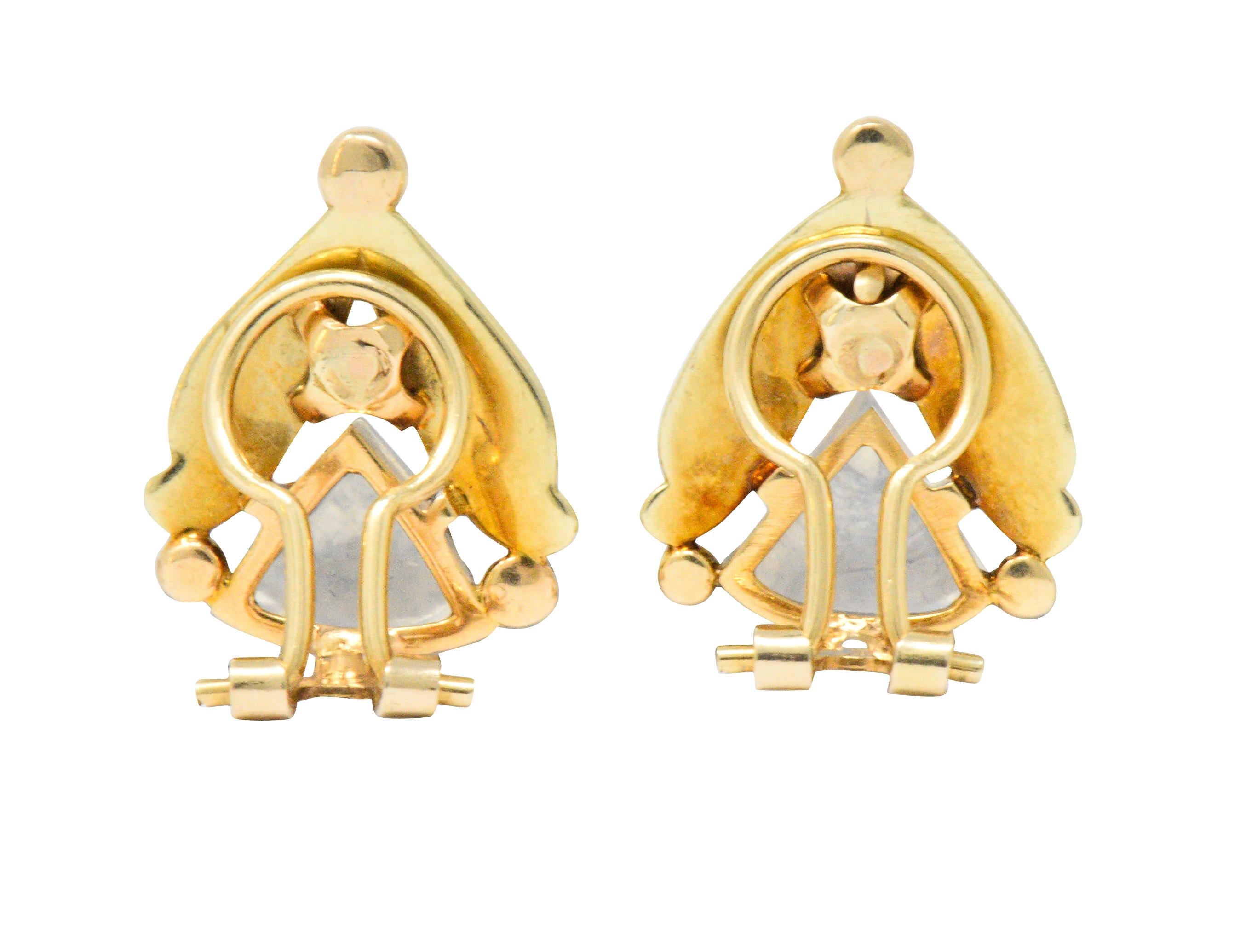 Women's or Men's Art Nouveau Moonstone 14 Karat Gold Foliate Ear-clip Earrings