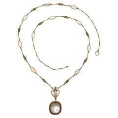 Art Nouveau Moonstone and Gold Necklace, Circa 1890