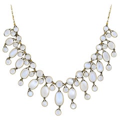 Art Nouveau Moonstone Festoon Link Necklace