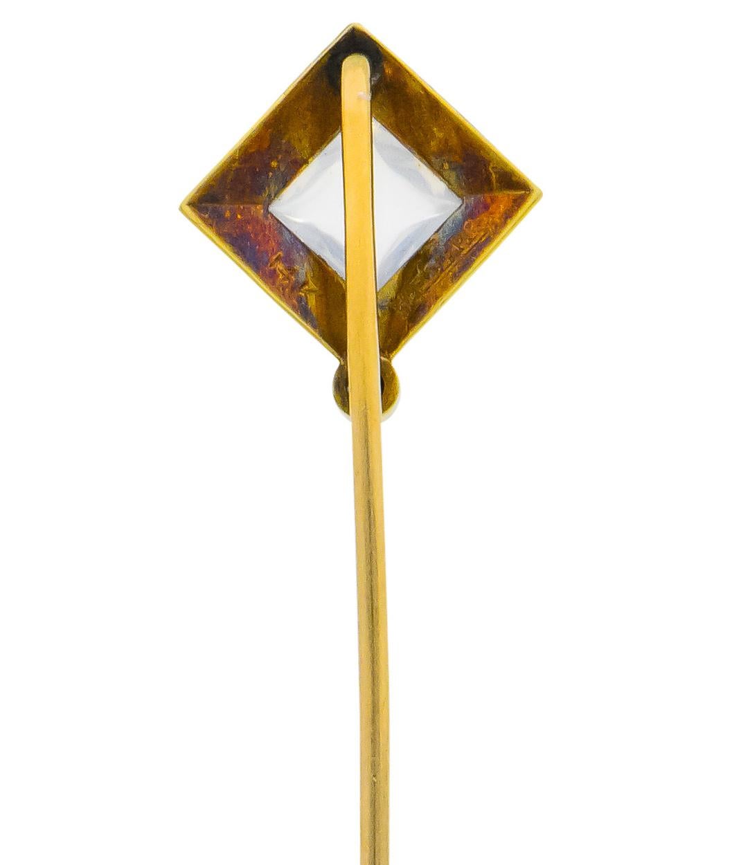 Art Nouveau Moonstone Sapphire 14 Karat Gold Stickpin In Excellent Condition In Philadelphia, PA