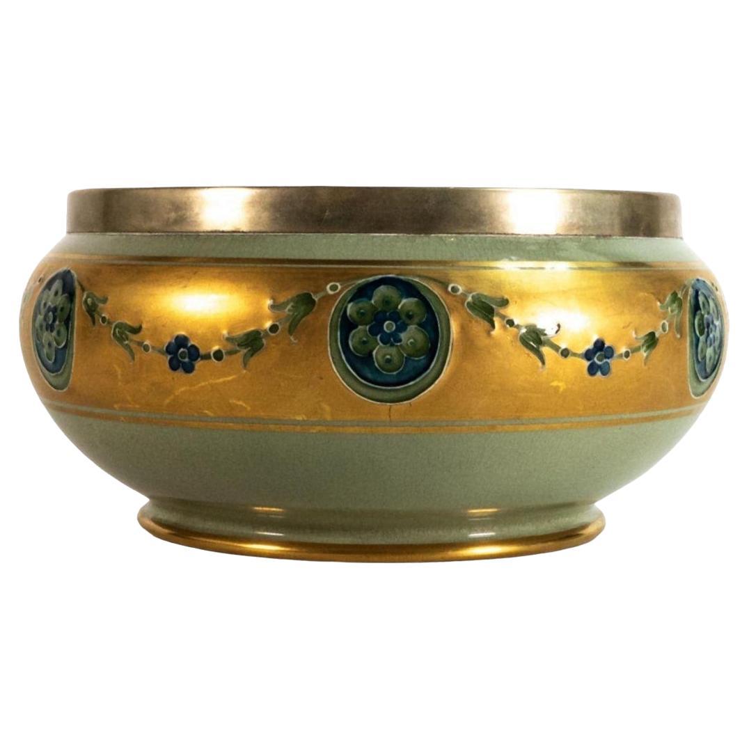 ART NOUVEAU MOORCROFT Florian Ware silver rim bowl