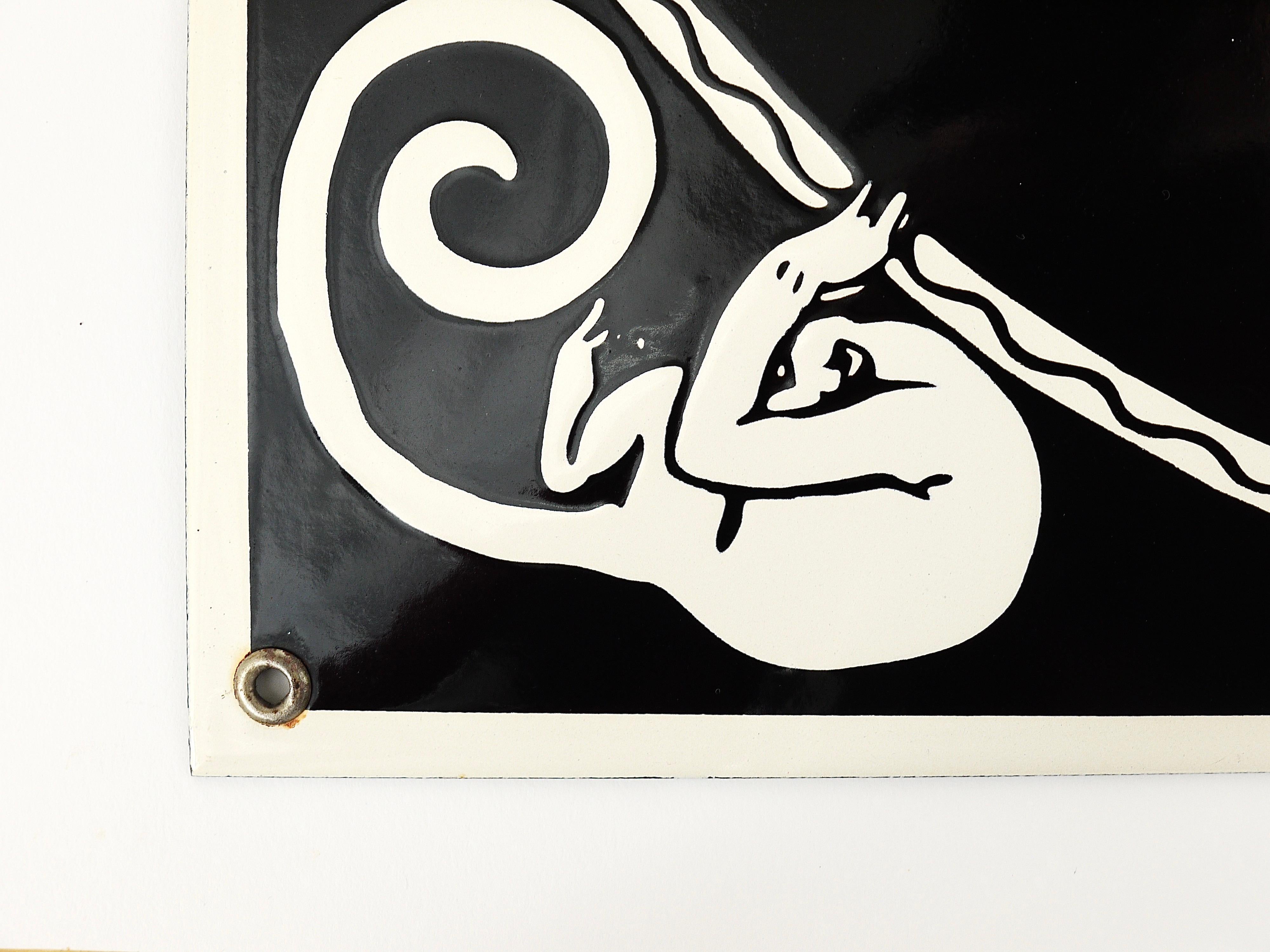 Art Nouveau Moriz Jung Cabaret Fledermaus Vienna Enameled Advertising Sign For Sale 14