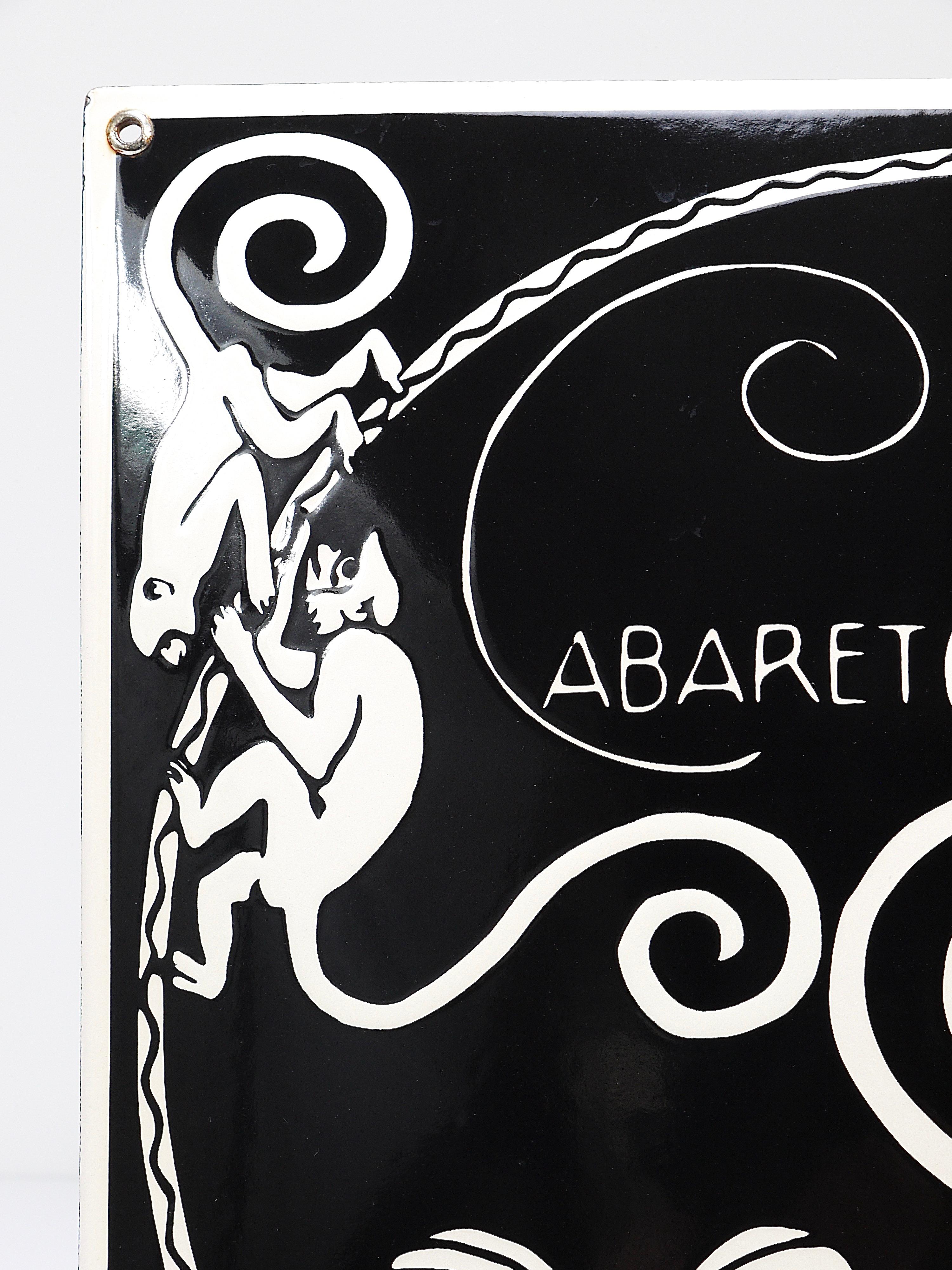 Art Nouveau Moriz Jung Cabaret Fledermaus Vienna Enameled Advertising Sign For Sale 4