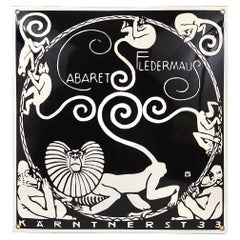 Art Nouveau Moriz Jung Cabaret Fledermaus Vienna Enameled Advertising Sign